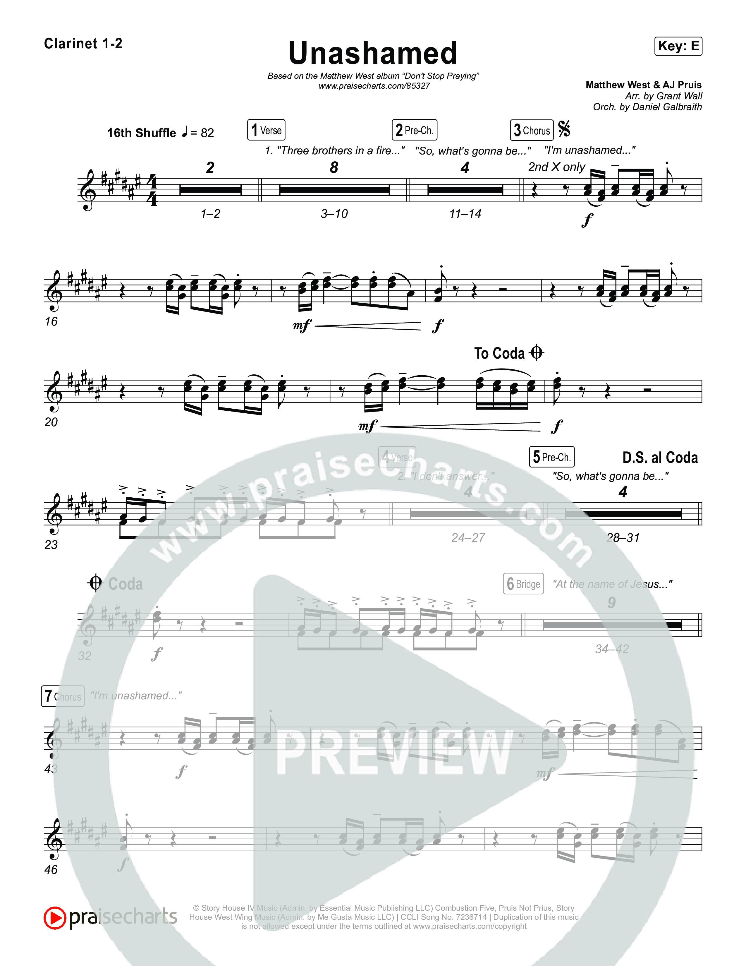 Unashamed Clarinet 1/2 (Matthew West)