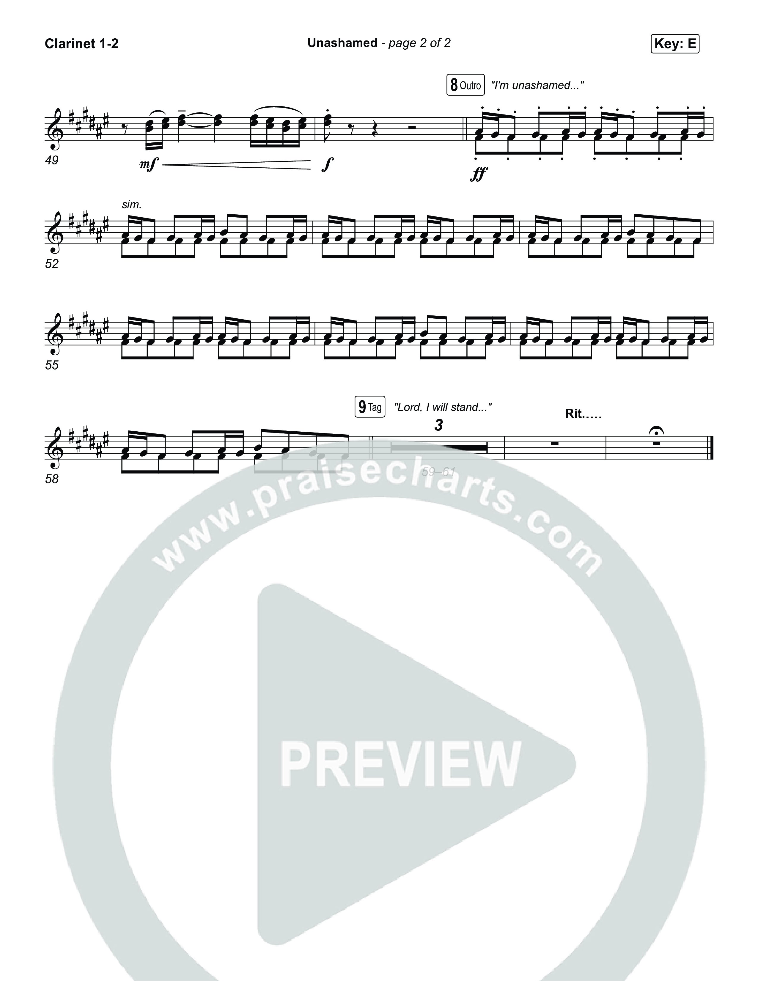 Unashamed Clarinet 1/2 (Matthew West)