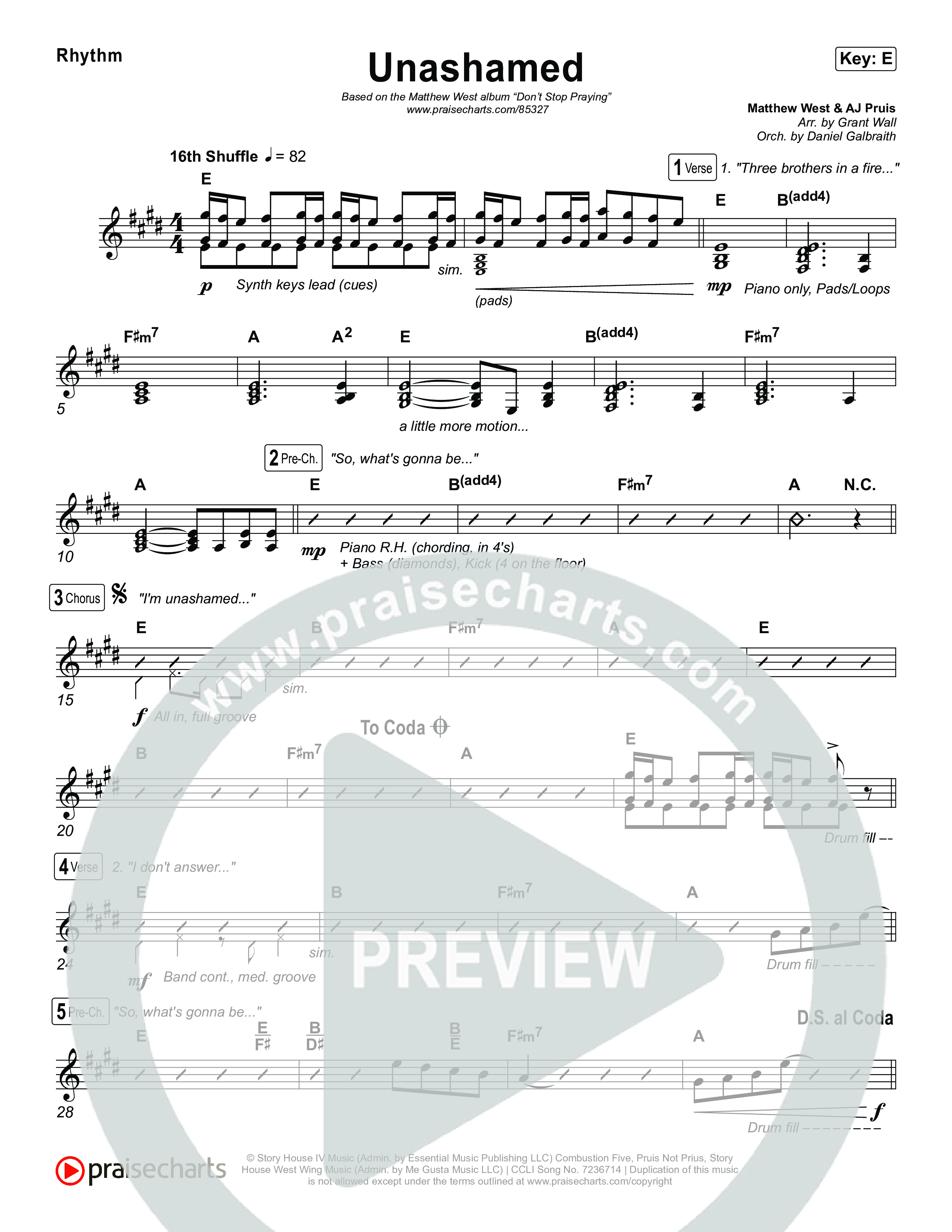 Unashamed Rhythm Chart (Matthew West)