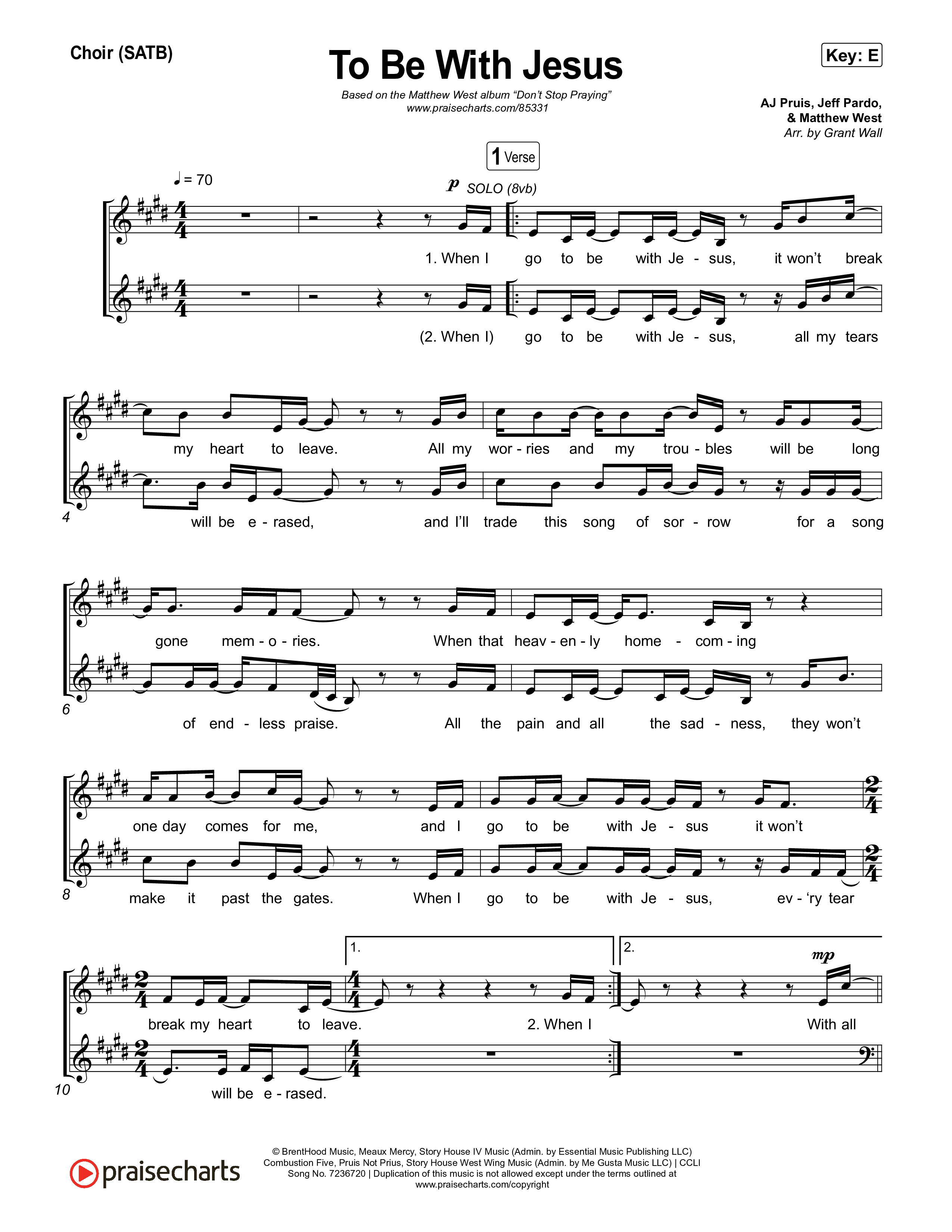To Be With Jesus Choir Sheet (SATB) (Matthew West)