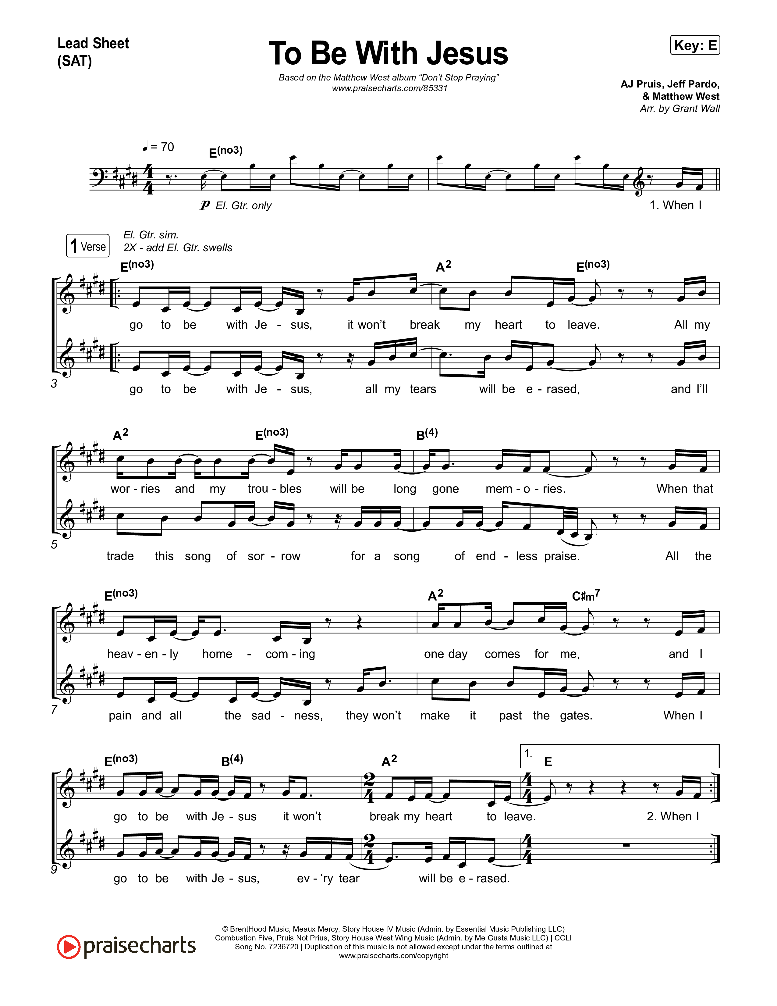 To Be With Jesus Lead Sheet (SAT) (Matthew West)