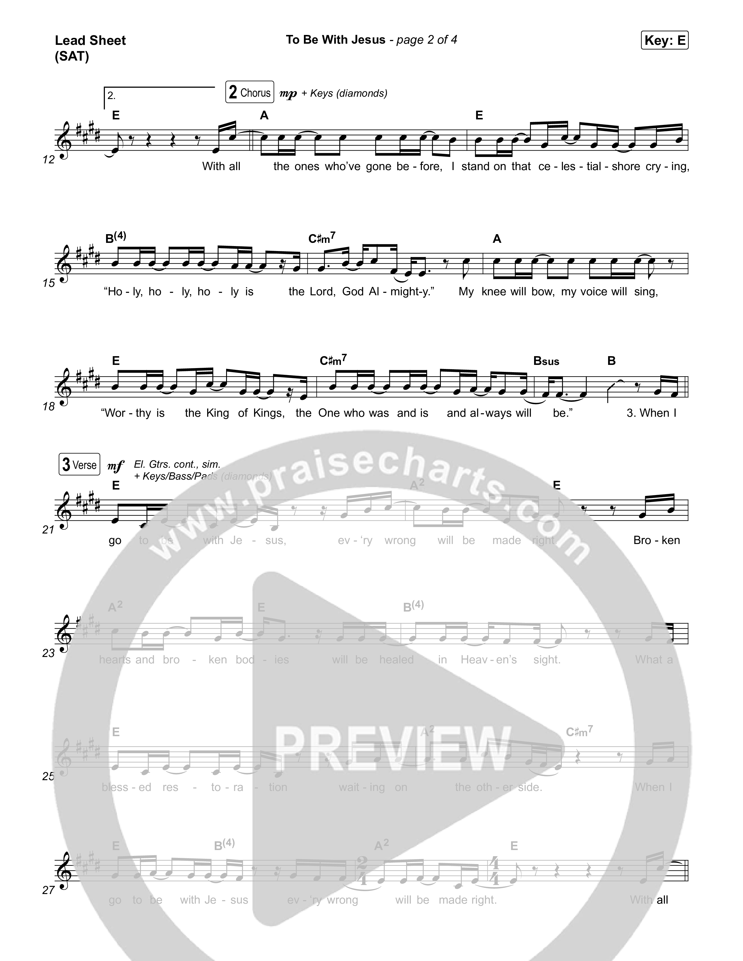 To Be With Jesus Lead Sheet (SAT) (Matthew West)