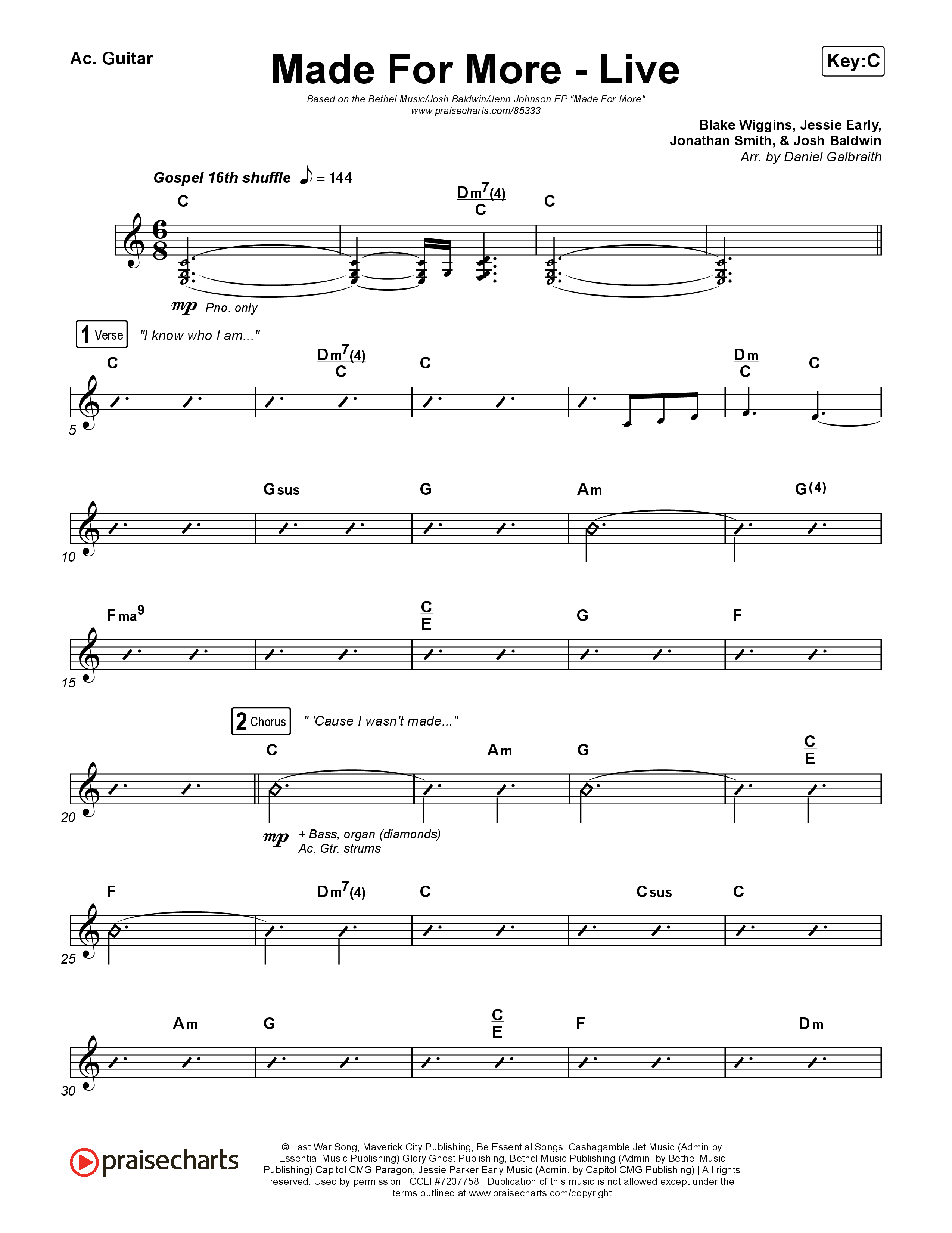 Made For More (Live) Acoustic Guitar (Bethel Music / Jenn Johnson / Josh Baldwin)