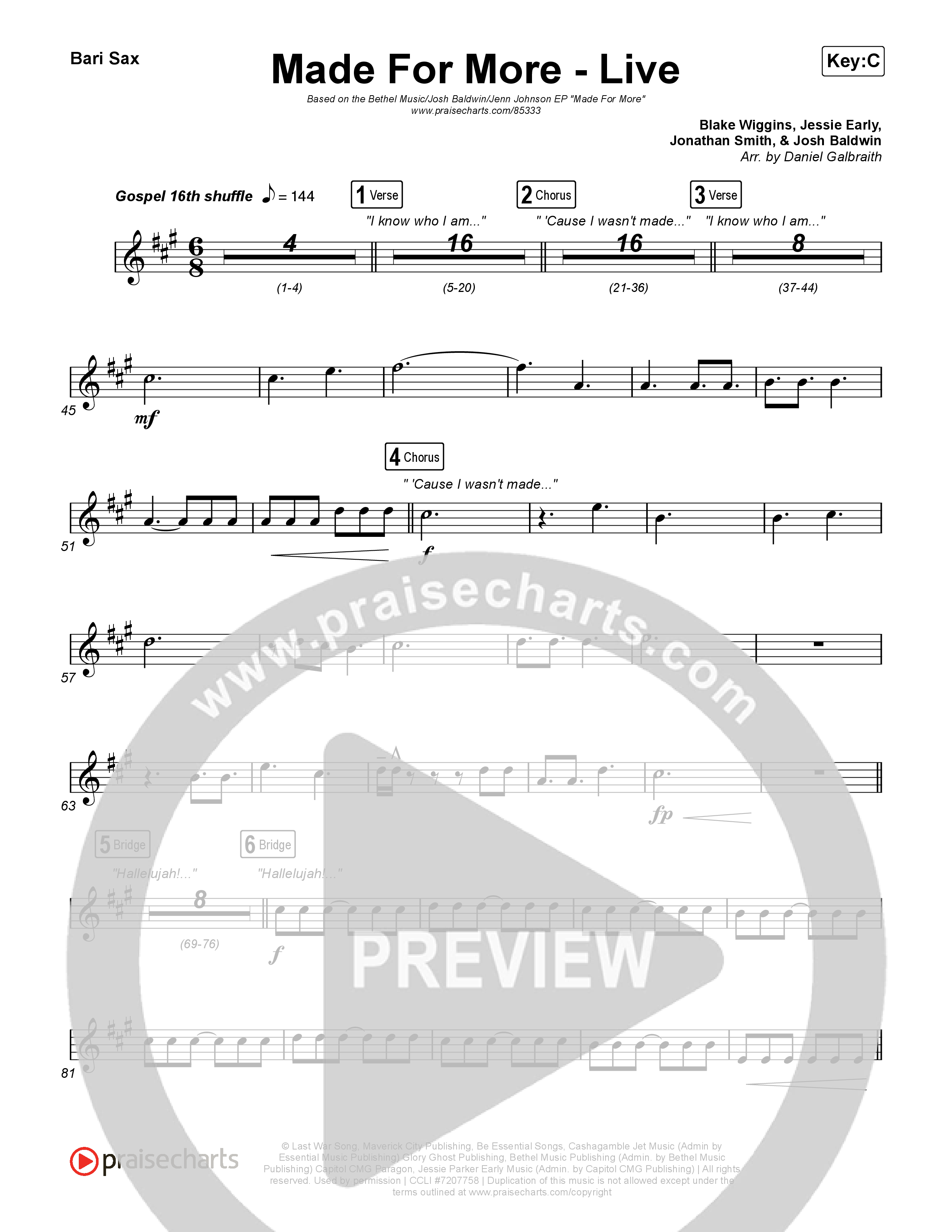 Made For More (Live) Bari Sax (Bethel Music / Jenn Johnson / Josh Baldwin)