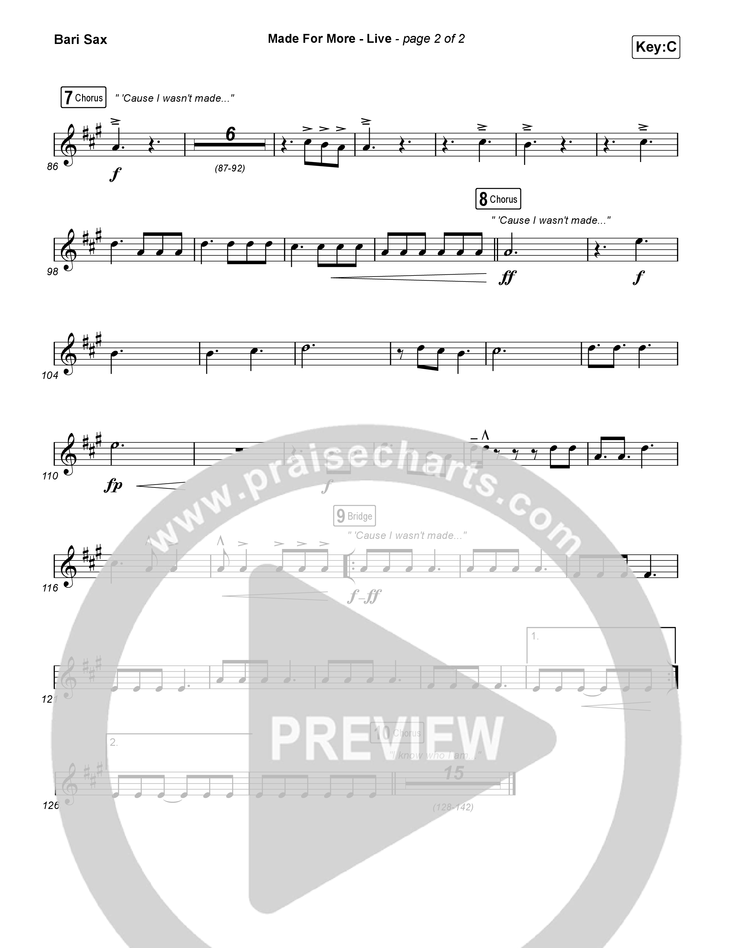 Made For More (Live) Bari Sax (Bethel Music / Jenn Johnson / Josh Baldwin)