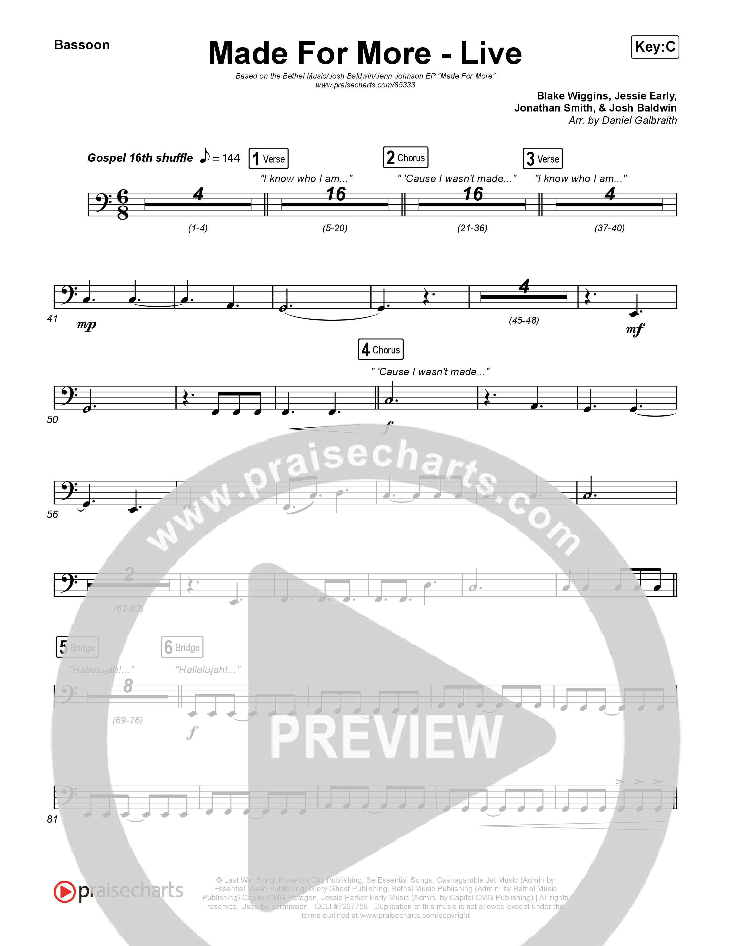 Made For More (Live) Bassoon (Bethel Music / Jenn Johnson / Josh Baldwin)