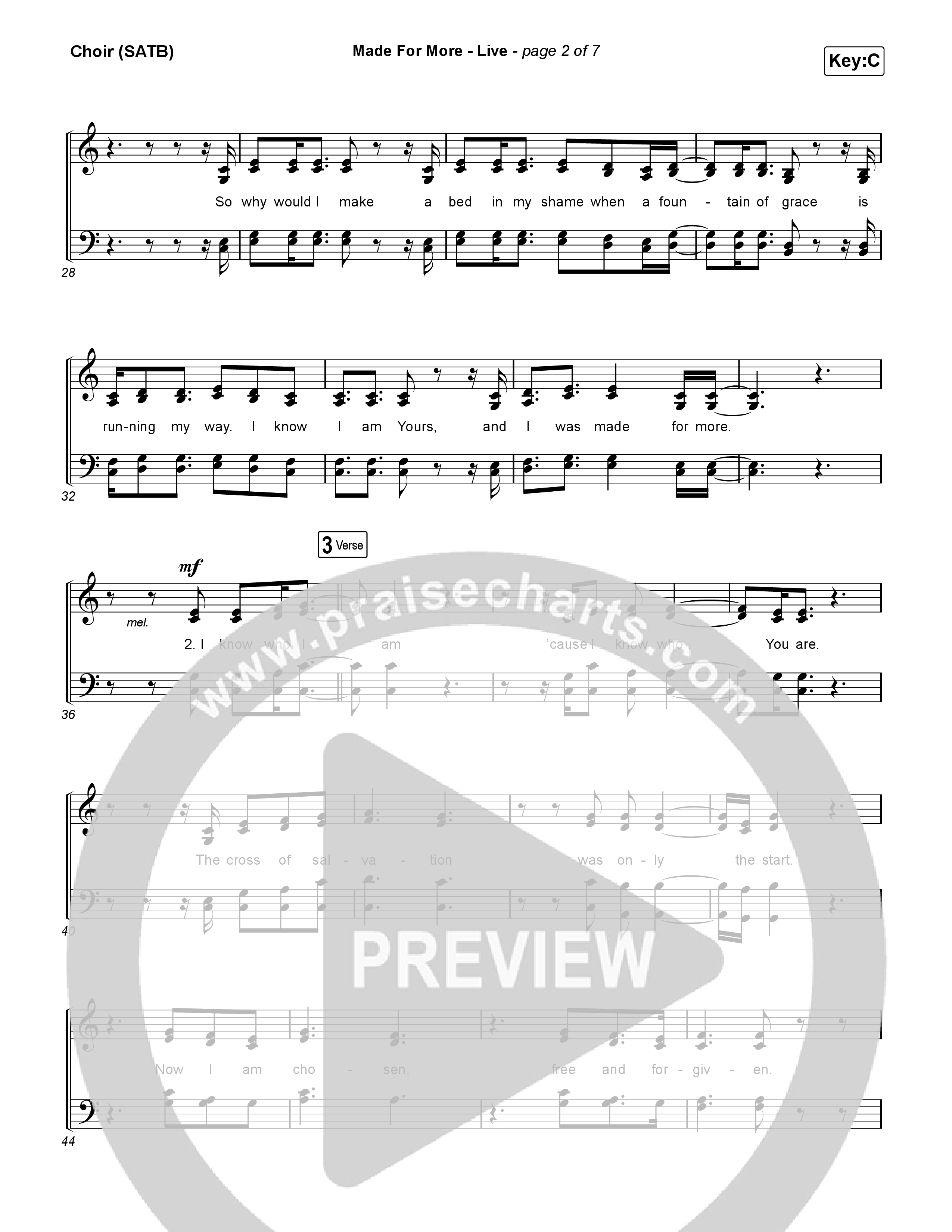Made For More (Live) Choir Sheet (SATB) (Bethel Music / Jenn Johnson / Josh Baldwin)