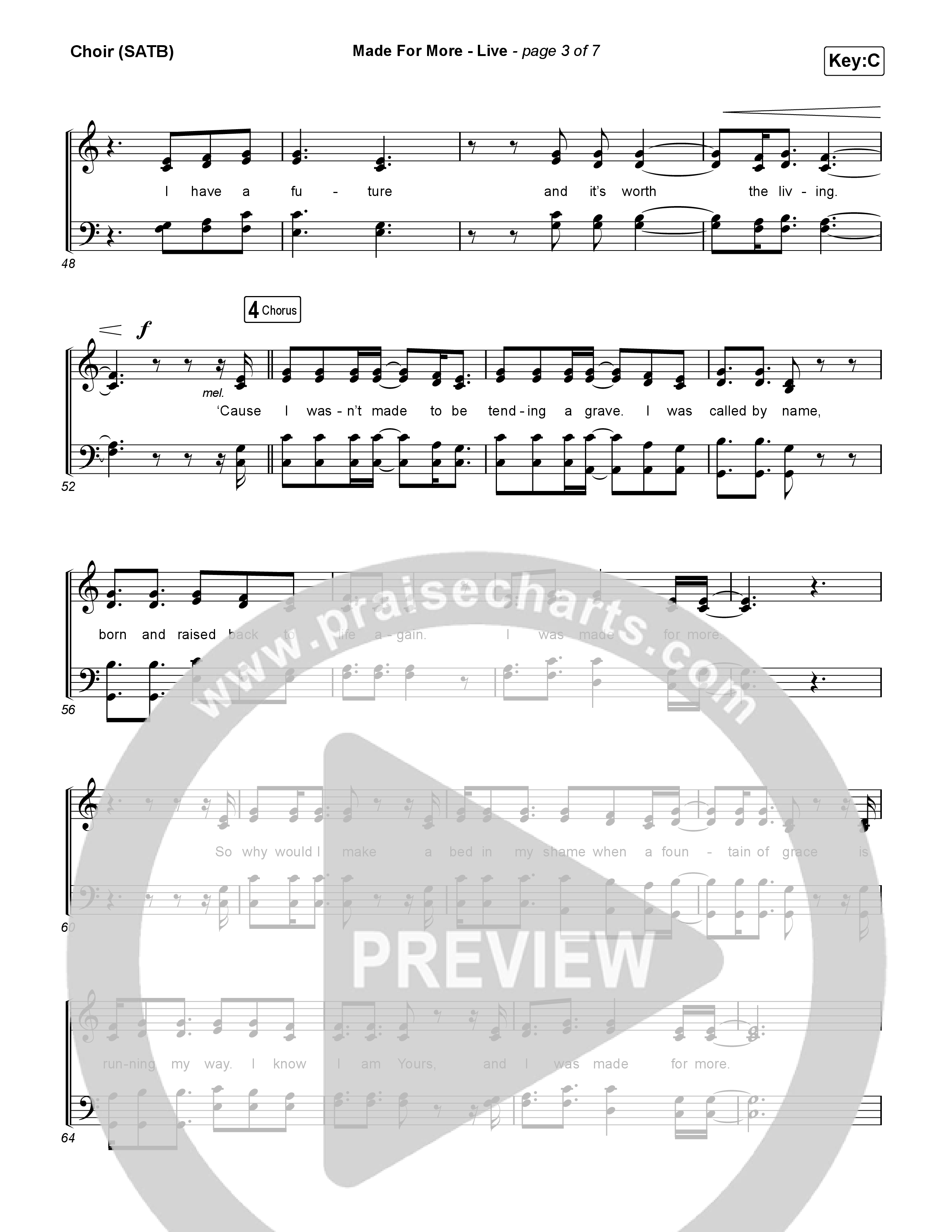 Made For More (Live) Choir Sheet (SATB) (Bethel Music / Jenn Johnson / Josh Baldwin)