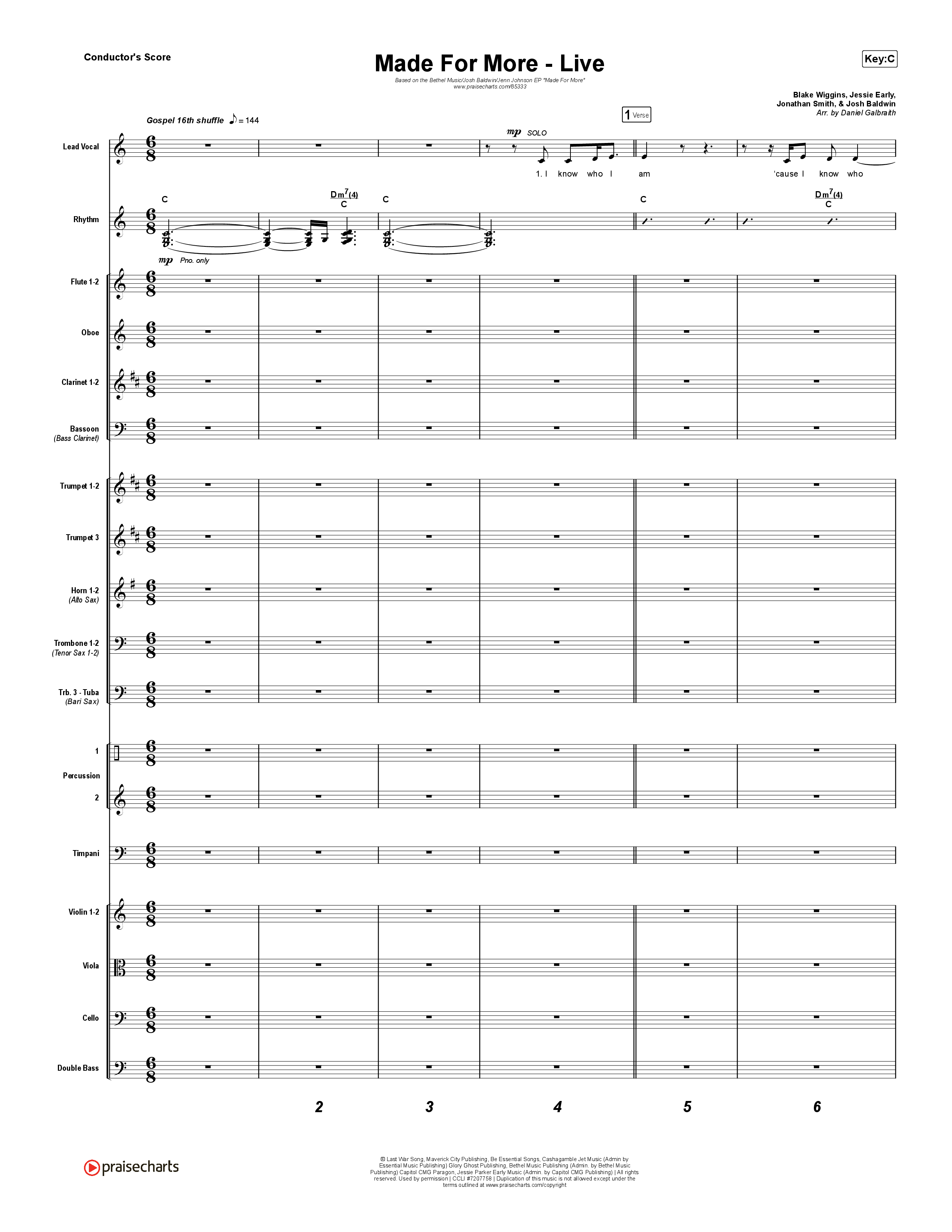 Made For More (Live) Conductor's Score (Bethel Music / Jenn Johnson / Josh Baldwin)