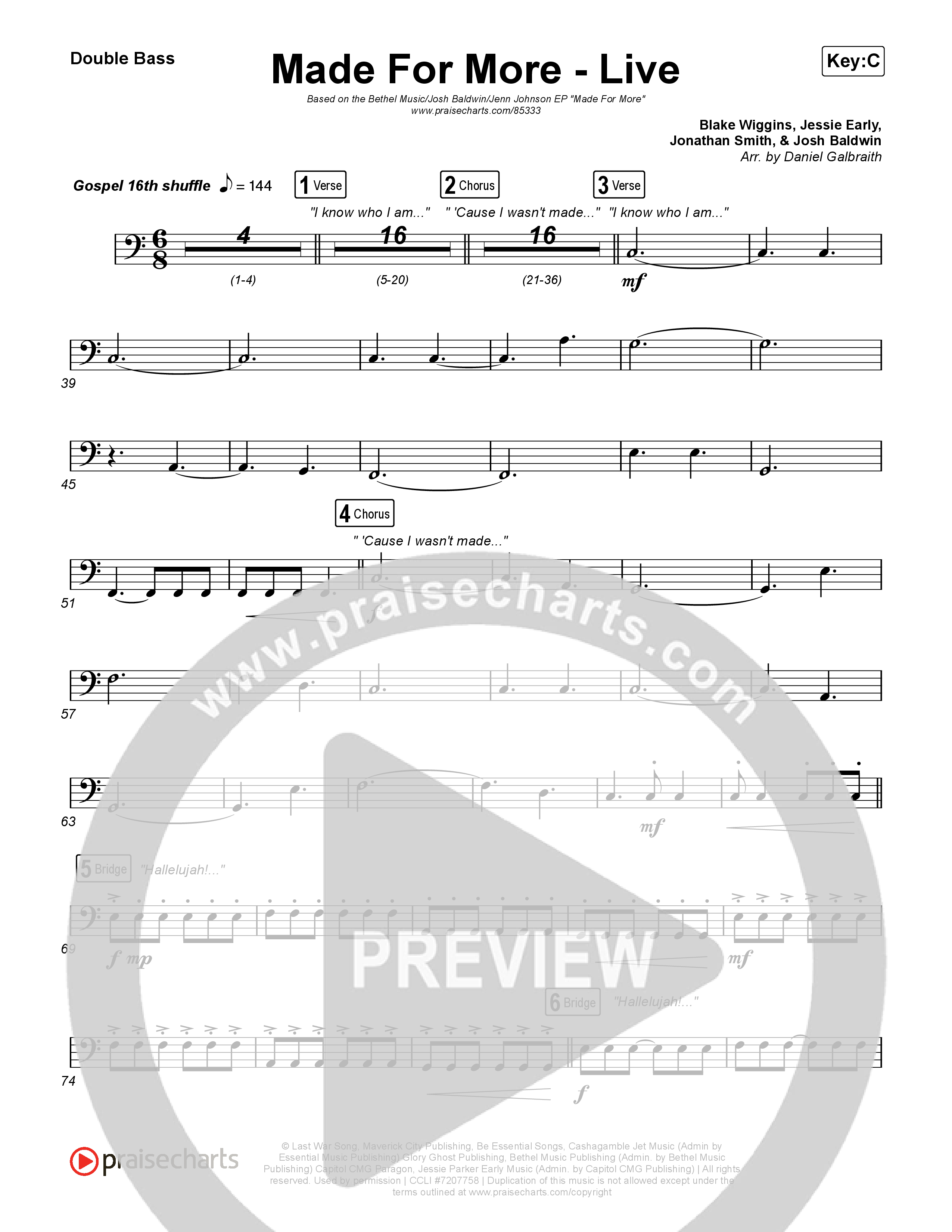 Made For More (Live) String Bass (Bethel Music / Jenn Johnson / Josh Baldwin)