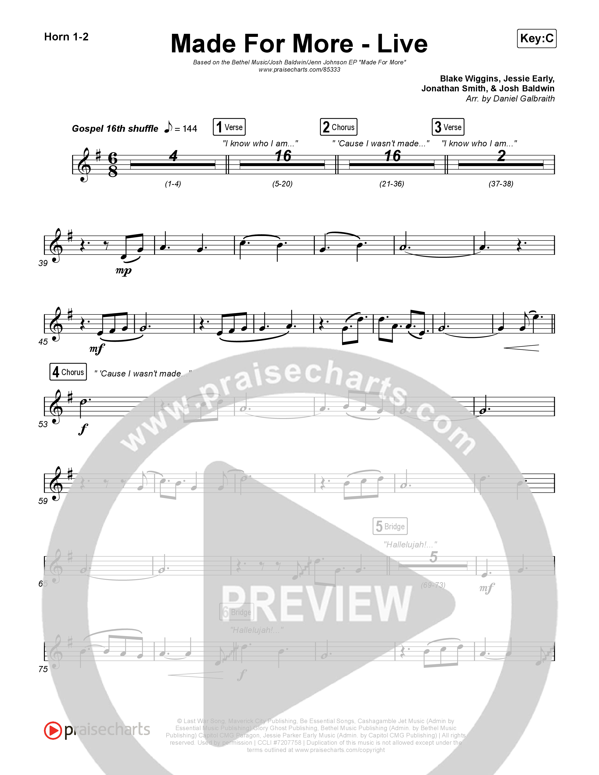 Made For More (Live) French Horn 1,2 (Bethel Music / Jenn Johnson / Josh Baldwin)