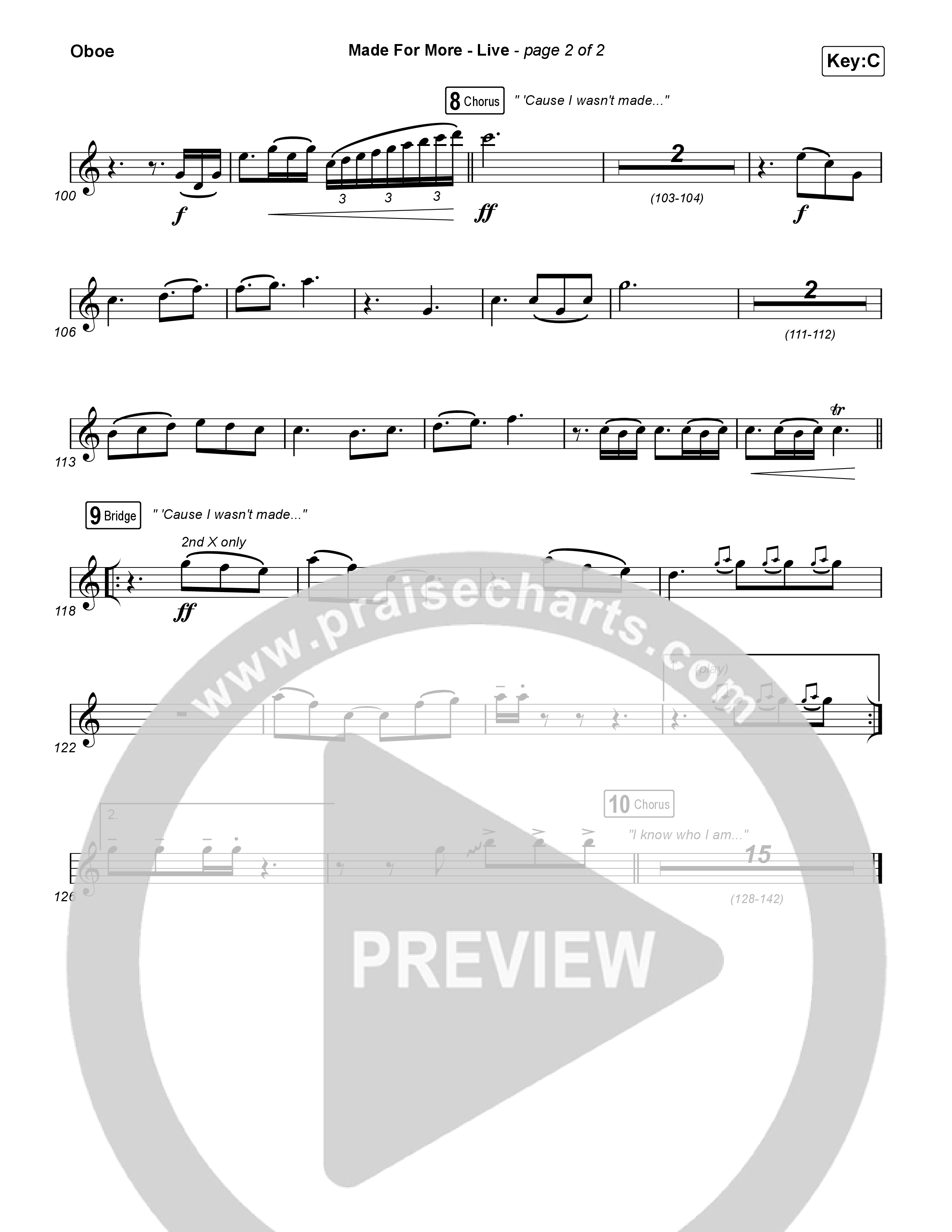 Made For More (Live) Oboe (Bethel Music / Jenn Johnson / Josh Baldwin)