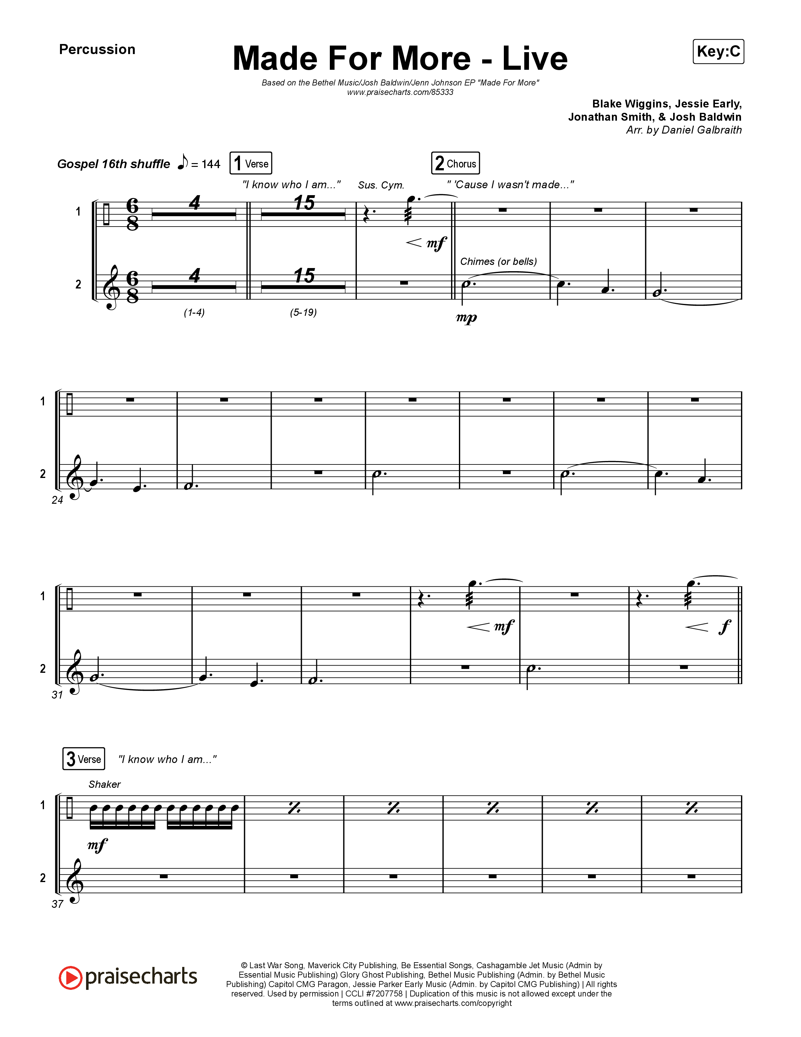 Made For More (Live) Percussion (Bethel Music / Jenn Johnson / Josh Baldwin)