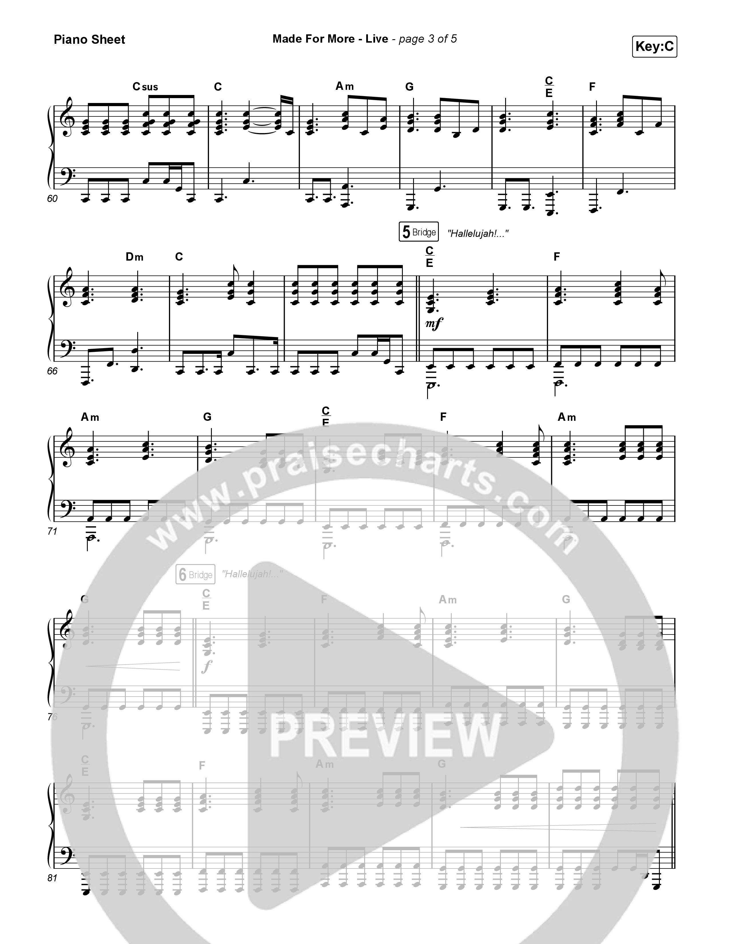 Made For More (Live) Piano Sheet (Bethel Music / Jenn Johnson / Josh Baldwin)