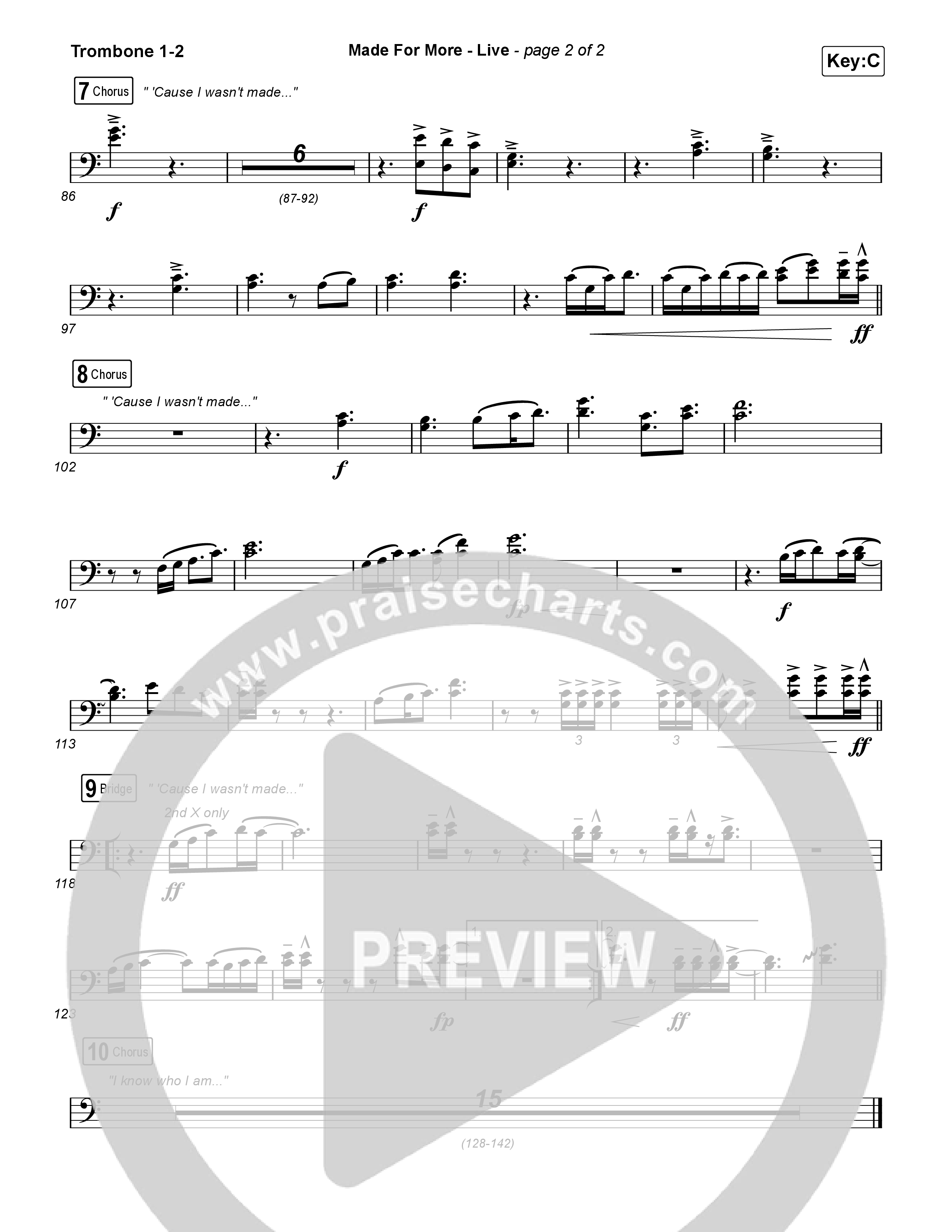 Made For More (Live) Trombone 1/2 (Bethel Music / Jenn Johnson / Josh Baldwin)