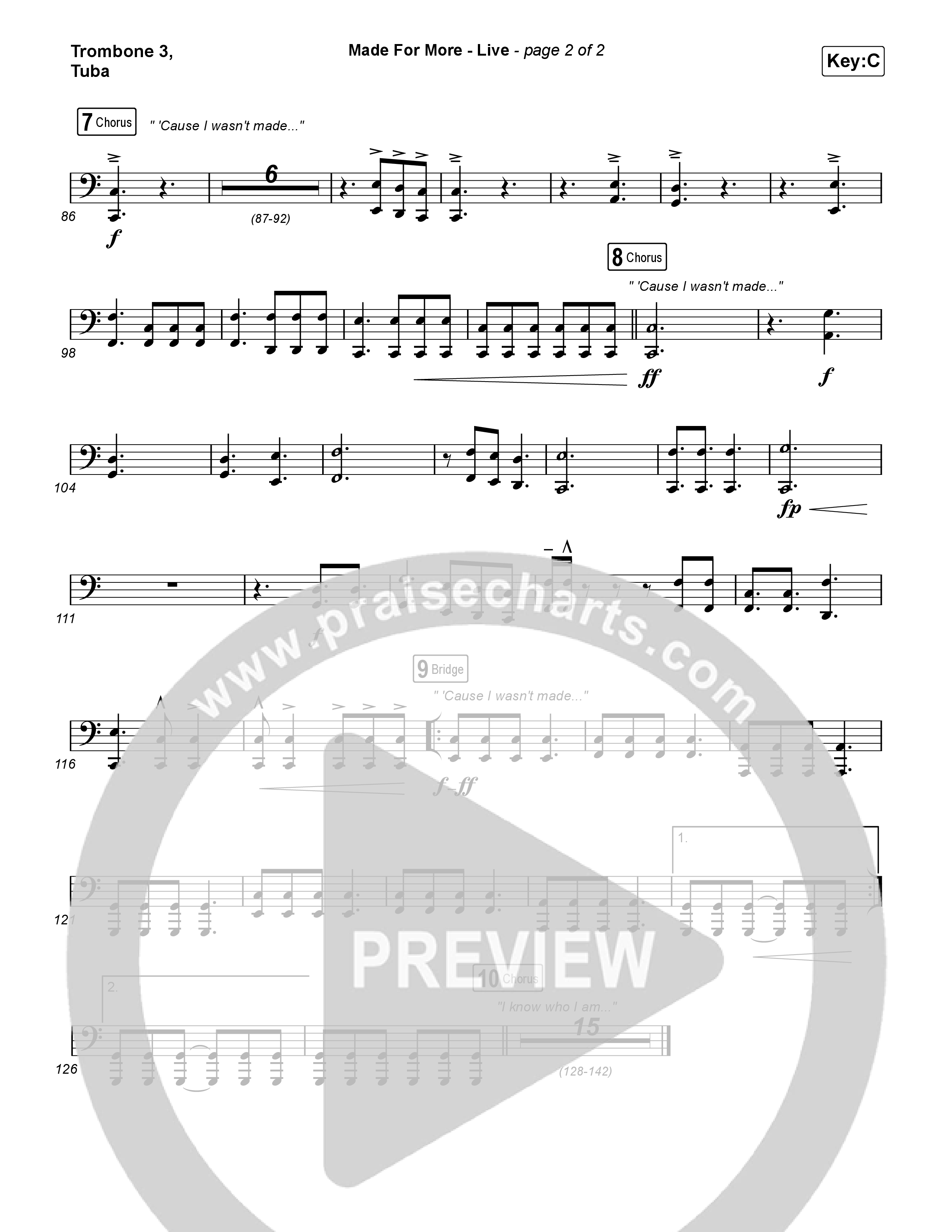 Made For More (Live) Trombone 3/Tuba (Bethel Music / Jenn Johnson / Josh Baldwin)