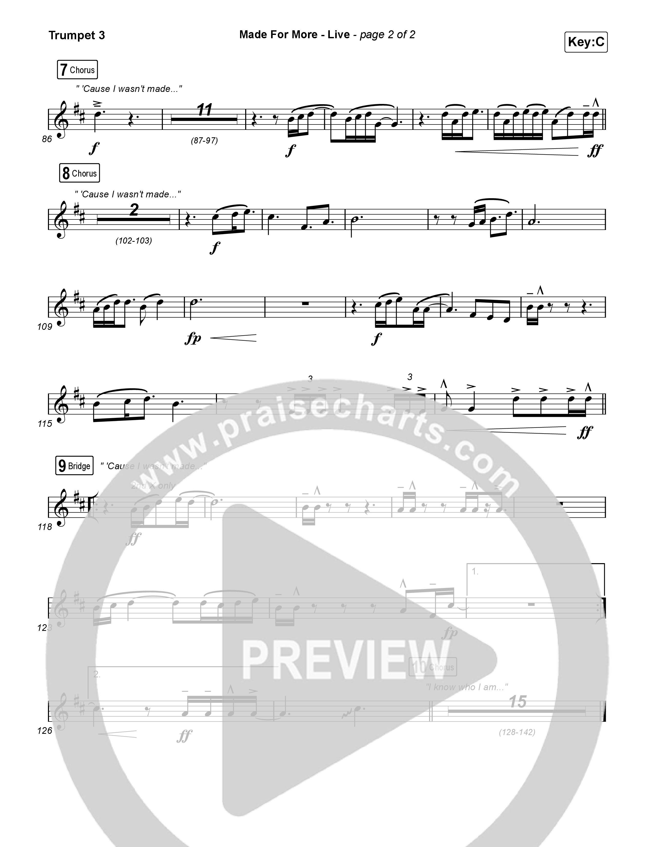 Made For More (Live) Trumpet 3 (Bethel Music / Jenn Johnson / Josh Baldwin)