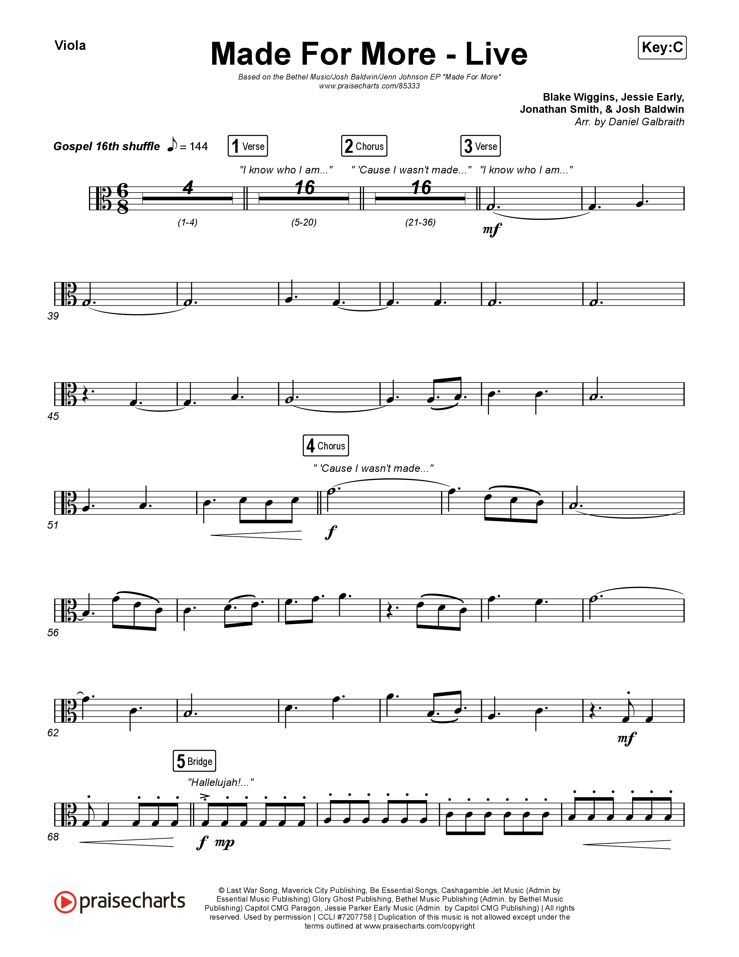 Made For More (Live) Viola (Bethel Music / Jenn Johnson / Josh Baldwin)