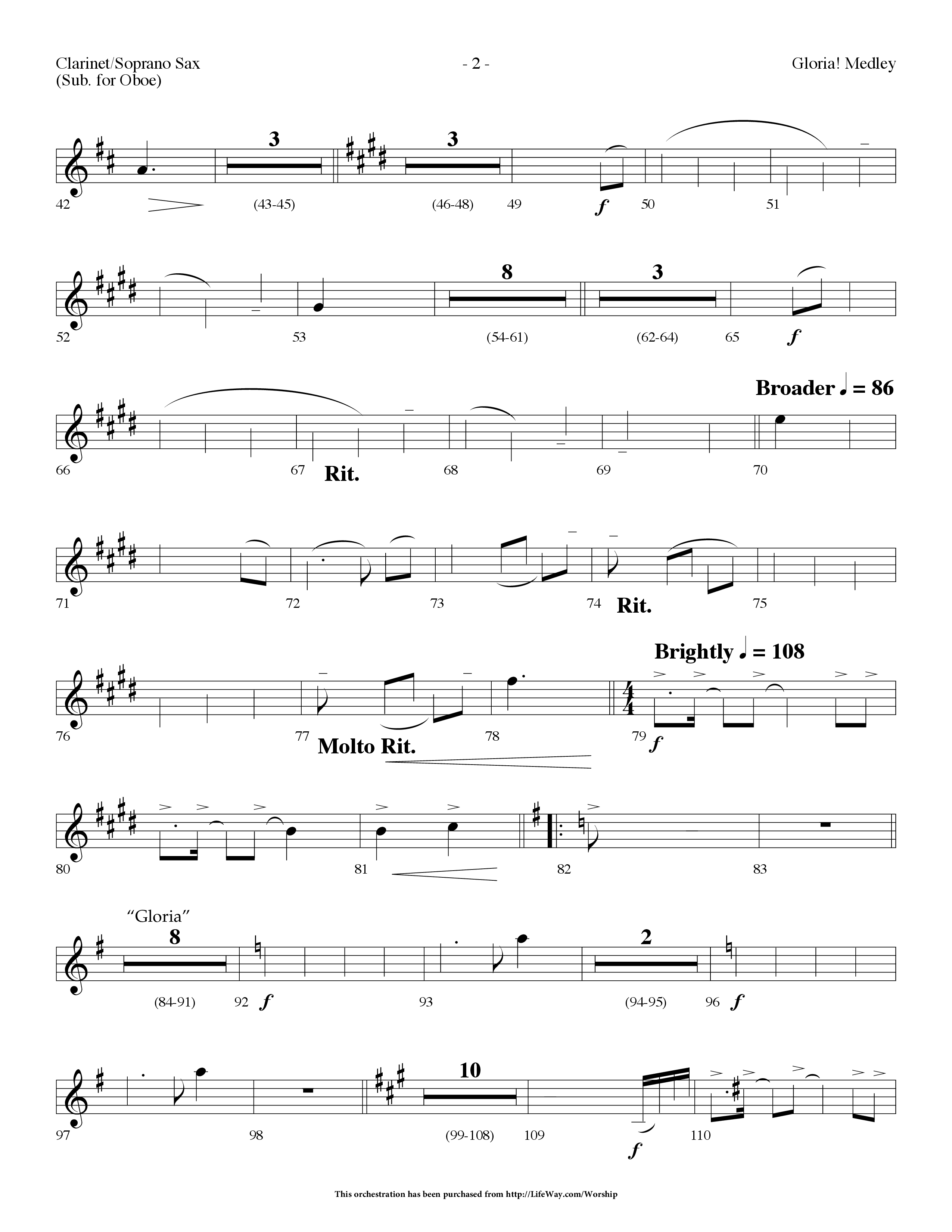 Gloria Medley (with The First Noel and Gloria) (Choral Anthem SATB) Clarinet/Soprano Sax (Lifeway Choral / Arr. Dennis Allen)