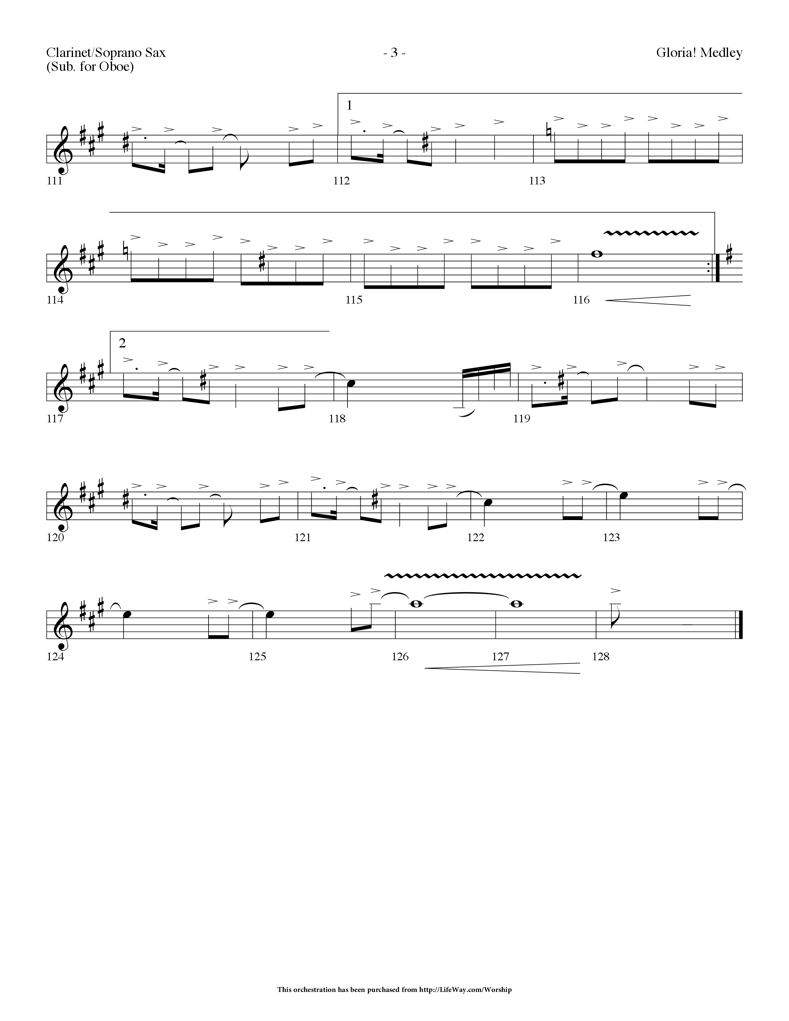 Gloria Medley (with The First Noel and Gloria) (Choral Anthem SATB) Clarinet/Soprano Sax (Lifeway Choral / Arr. Dennis Allen)