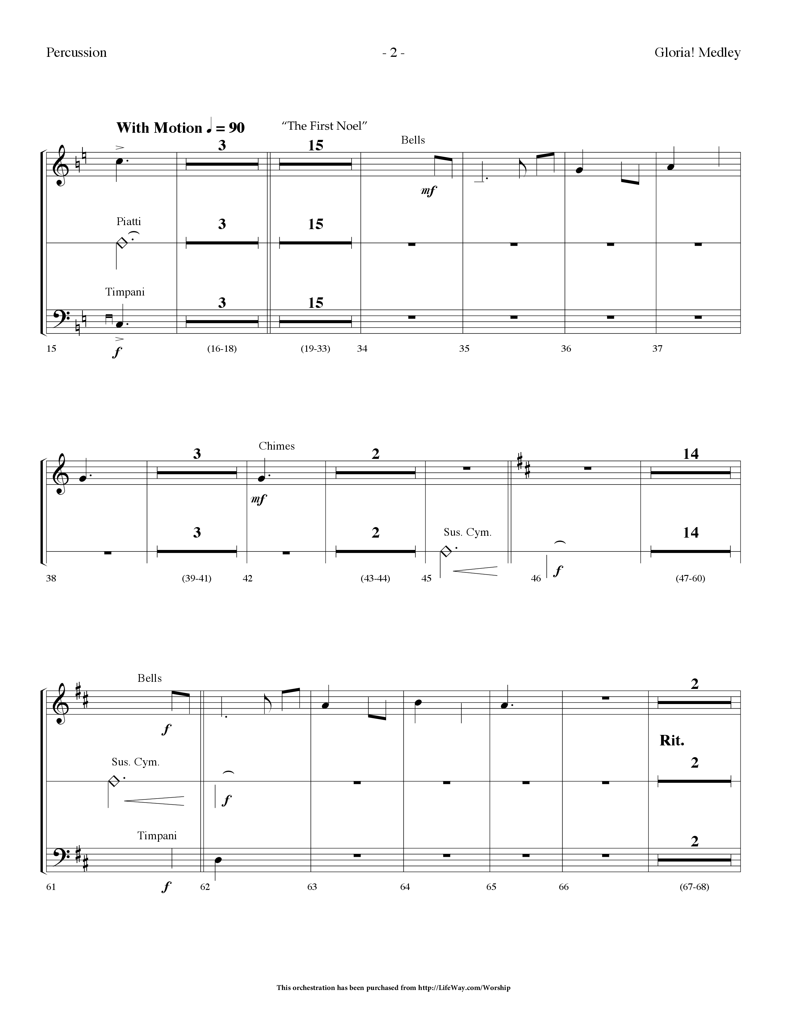 Gloria Medley (with The First Noel and Gloria) (Choral Anthem SATB) Percussion (Lifeway Choral / Arr. Dennis Allen)