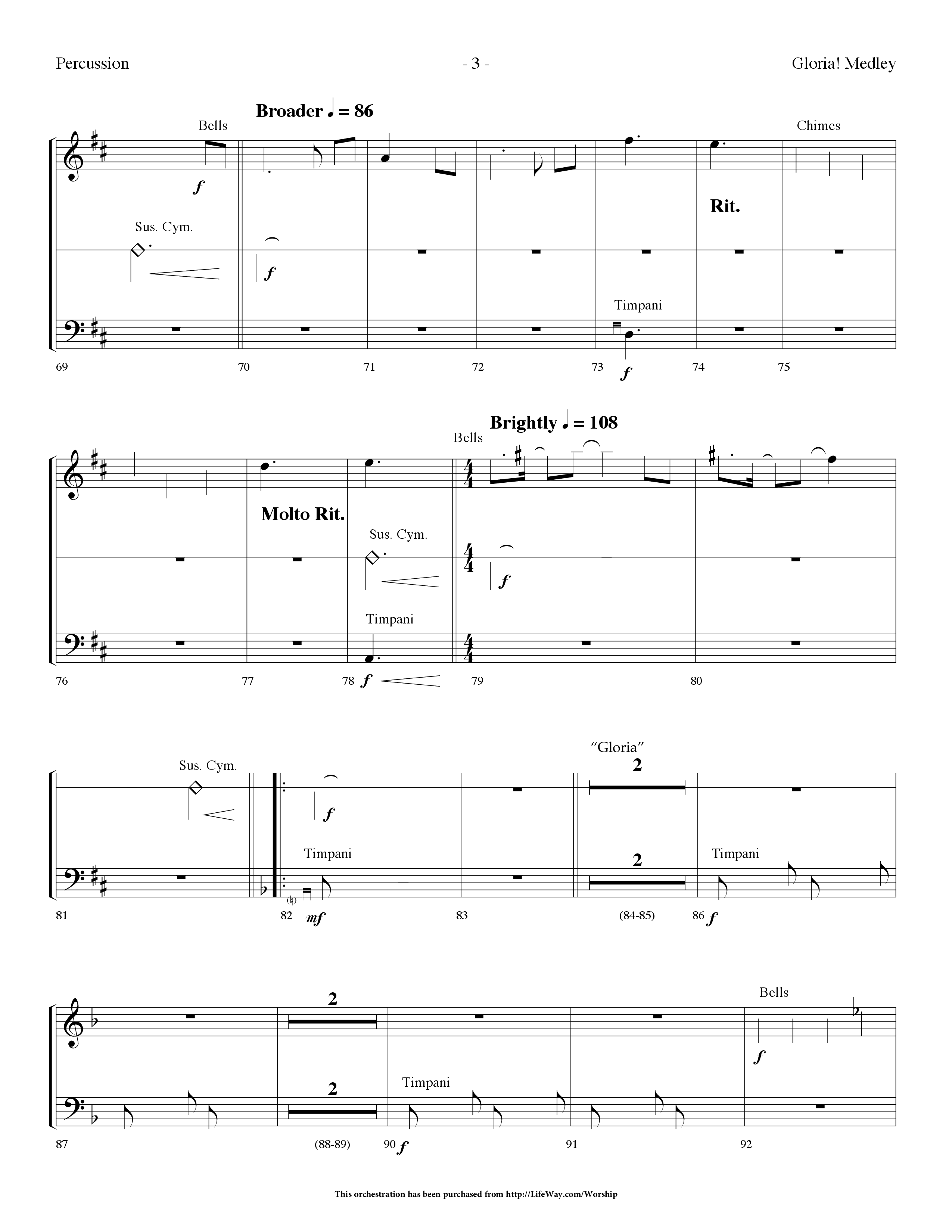 Gloria Medley (with The First Noel and Gloria) (Choral Anthem SATB) Percussion (Lifeway Choral / Arr. Dennis Allen)