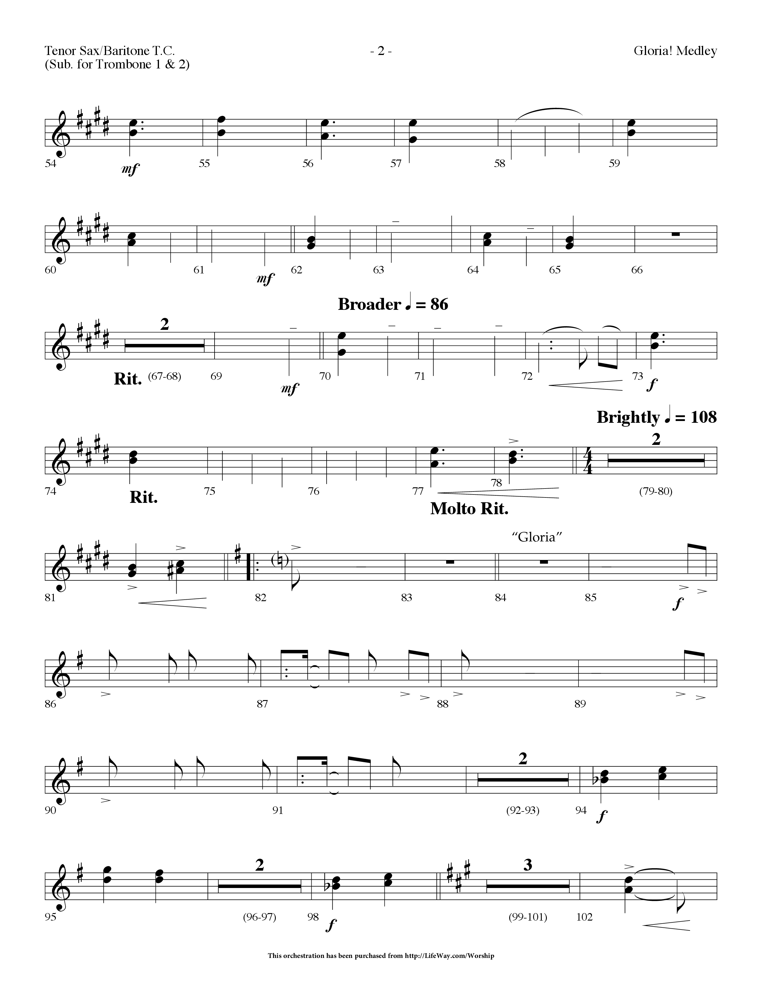 Gloria Medley (with The First Noel and Gloria) (Choral Anthem SATB) Tenor Sax/Baritone T.C. (Lifeway Choral / Arr. Dennis Allen)