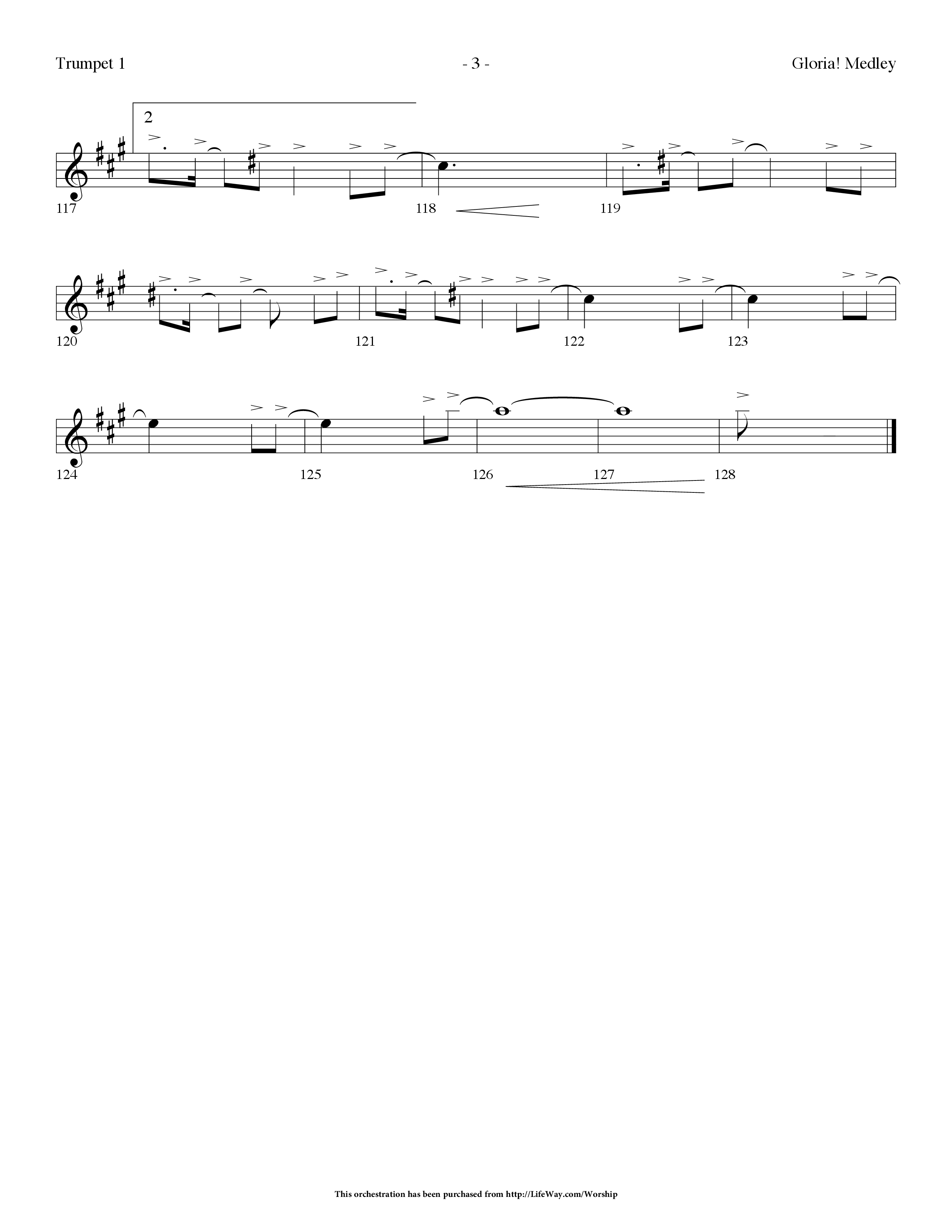 Gloria Medley (with The First Noel and Gloria) (Choral Anthem SATB) Trumpet 1 (Lifeway Choral / Arr. Dennis Allen)