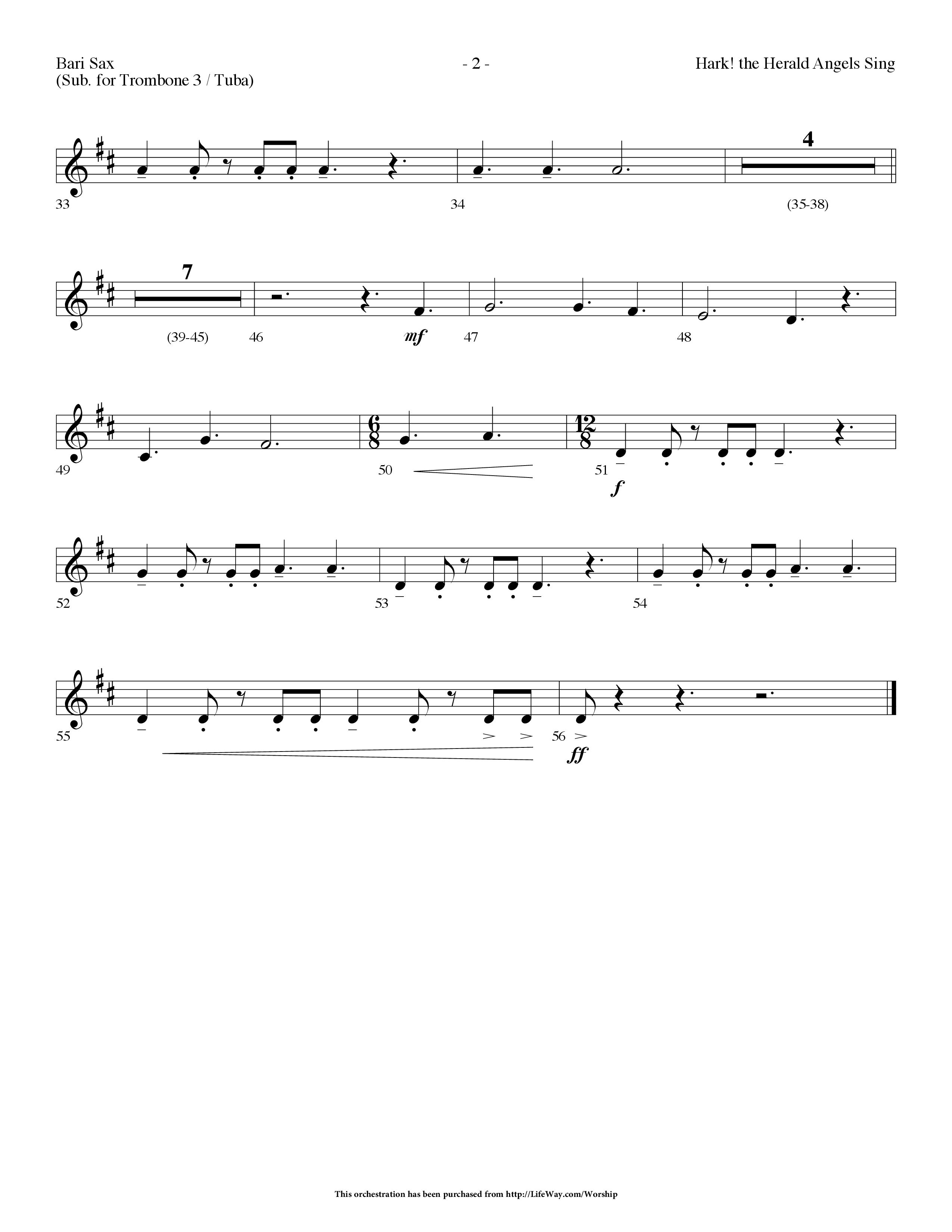 Hark The Herald Angels Sing (Choral Anthem SATB) Bari Sax (Lifeway Choral / Arr. Dennis Allen)