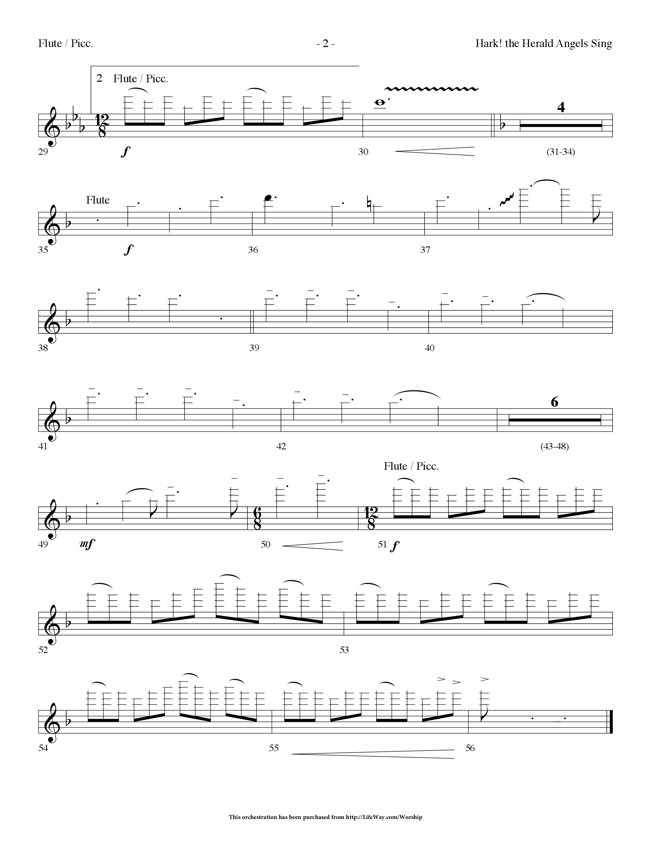 Hark The Herald Angels Sing (Choral Anthem SATB) Flute/Piccolo (Lifeway Choral / Arr. Dennis Allen)