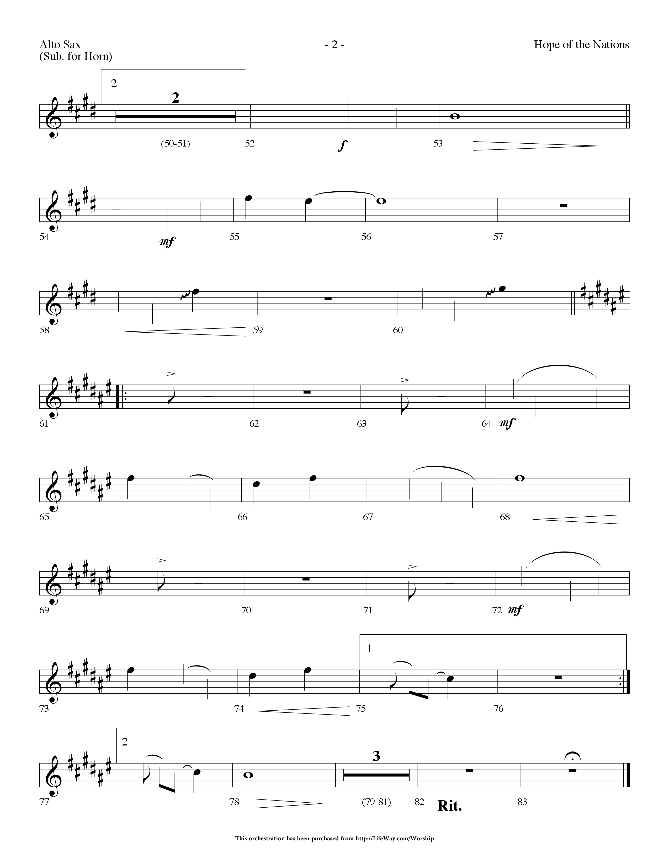 Hope Of The Nations (Choral Anthem SATB) Alto Sax (Lifeway Choral / Arr. Dennis Allen)