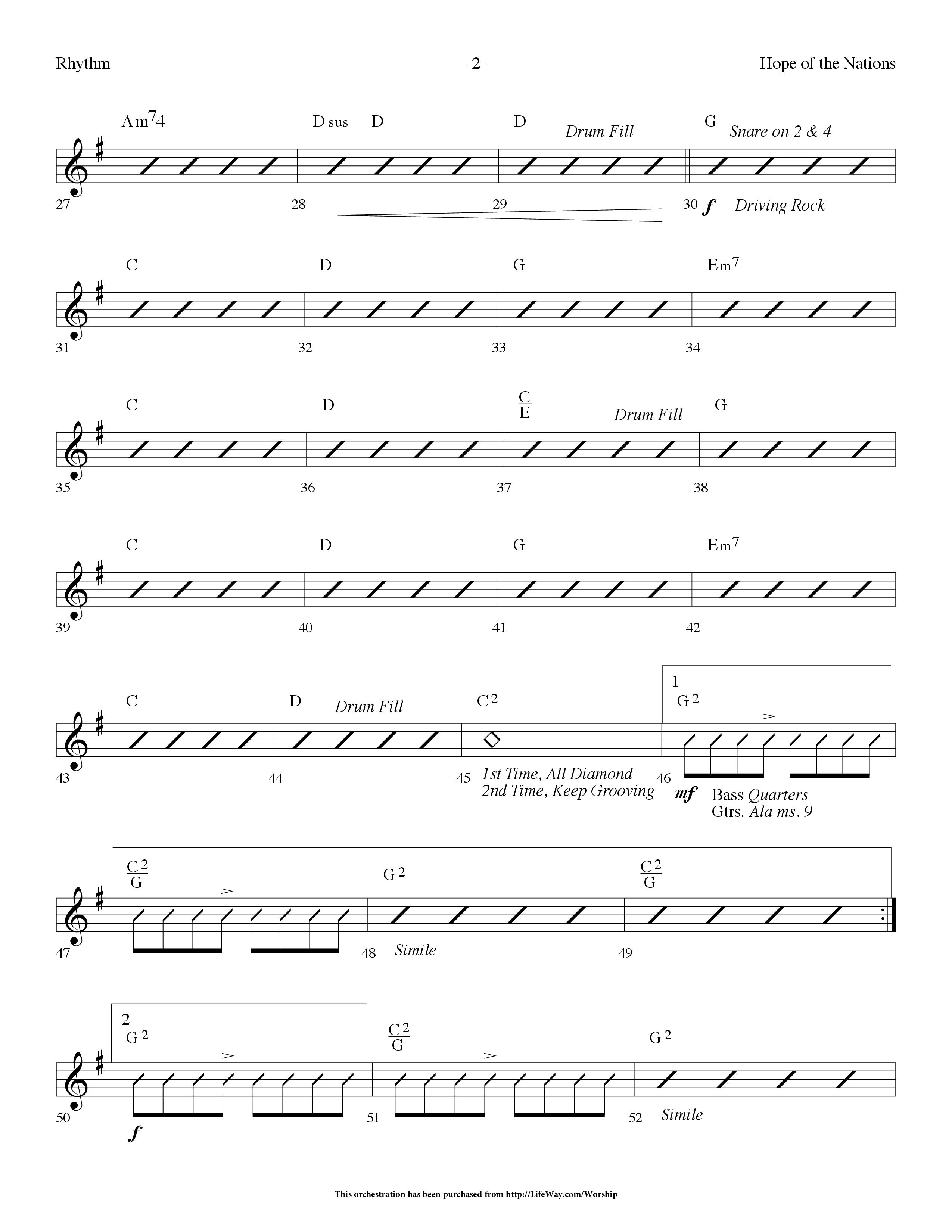 Hope Of The Nations (Choral Anthem SATB) Rhythm Chart (Lifeway Choral / Arr. Dennis Allen)