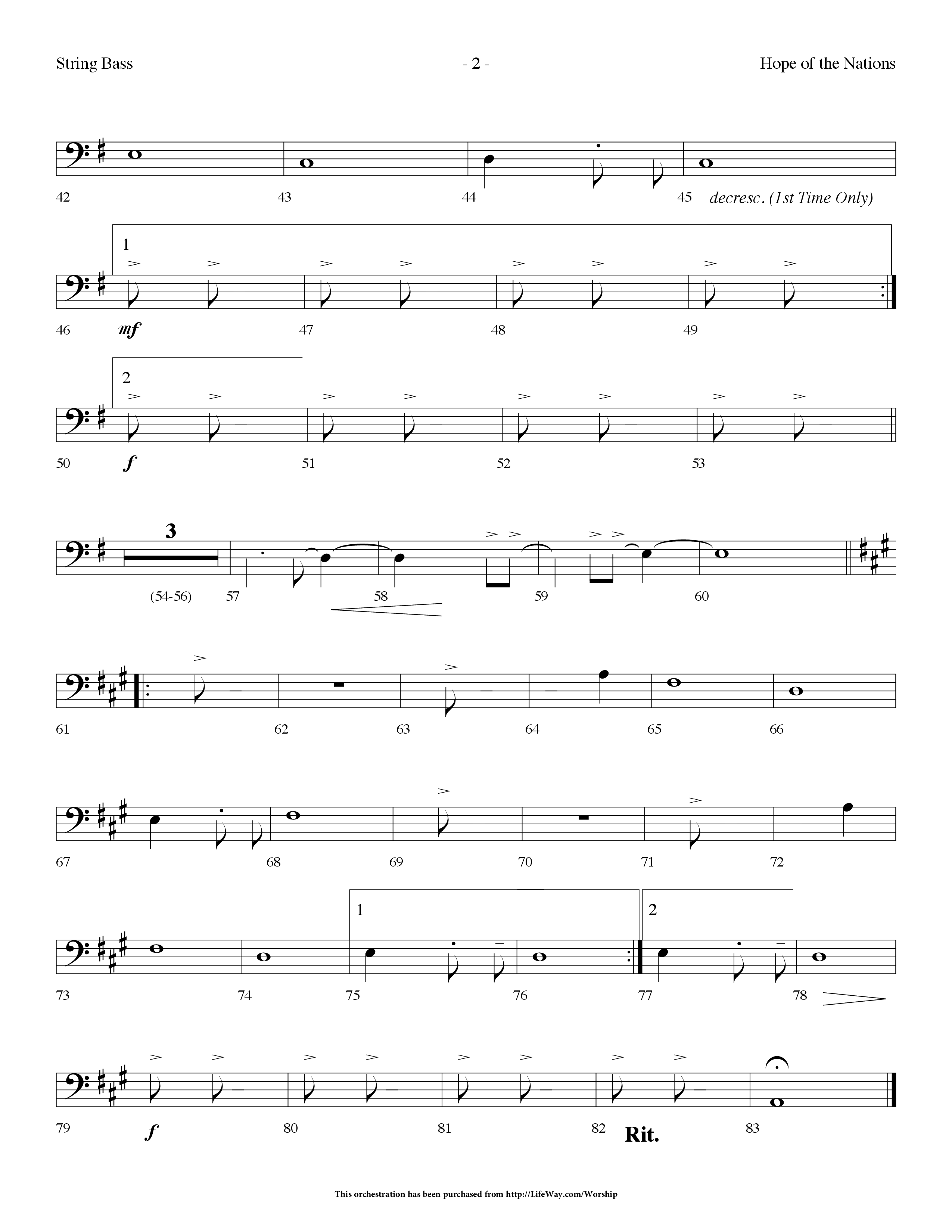 Hope Of The Nations (Choral Anthem SATB) String Bass (Lifeway Choral / Arr. Dennis Allen)