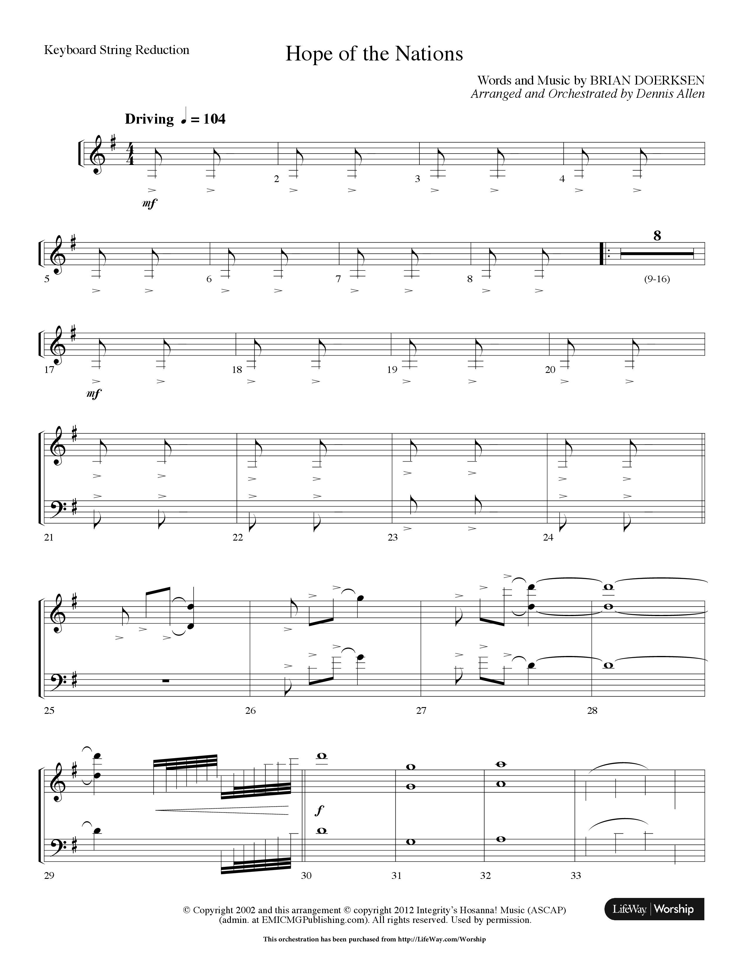 Hope Of The Nations (Choral Anthem SATB) String Reduction (Lifeway Choral / Arr. Dennis Allen)