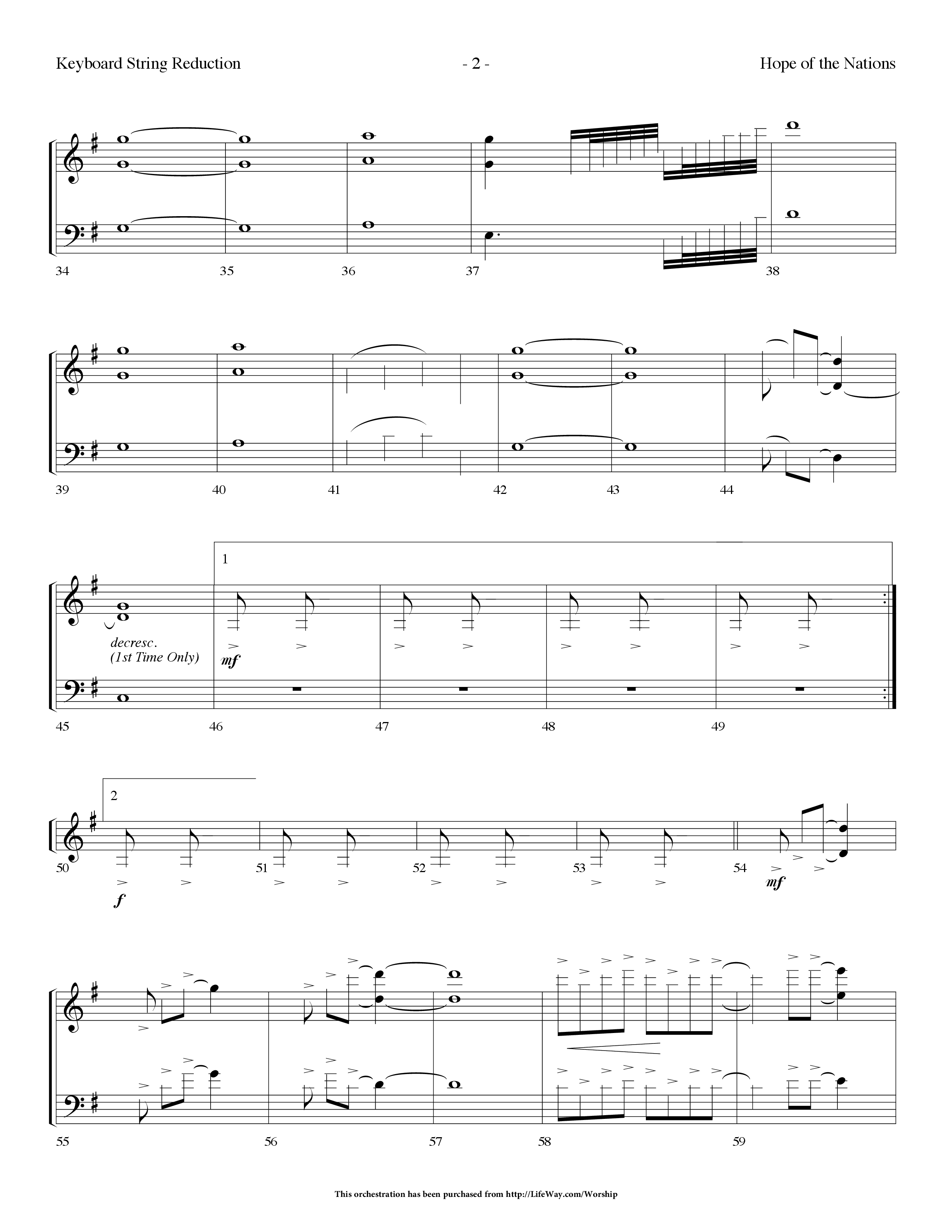 Hope Of The Nations (Choral Anthem SATB) String Reduction (Lifeway Choral / Arr. Dennis Allen)