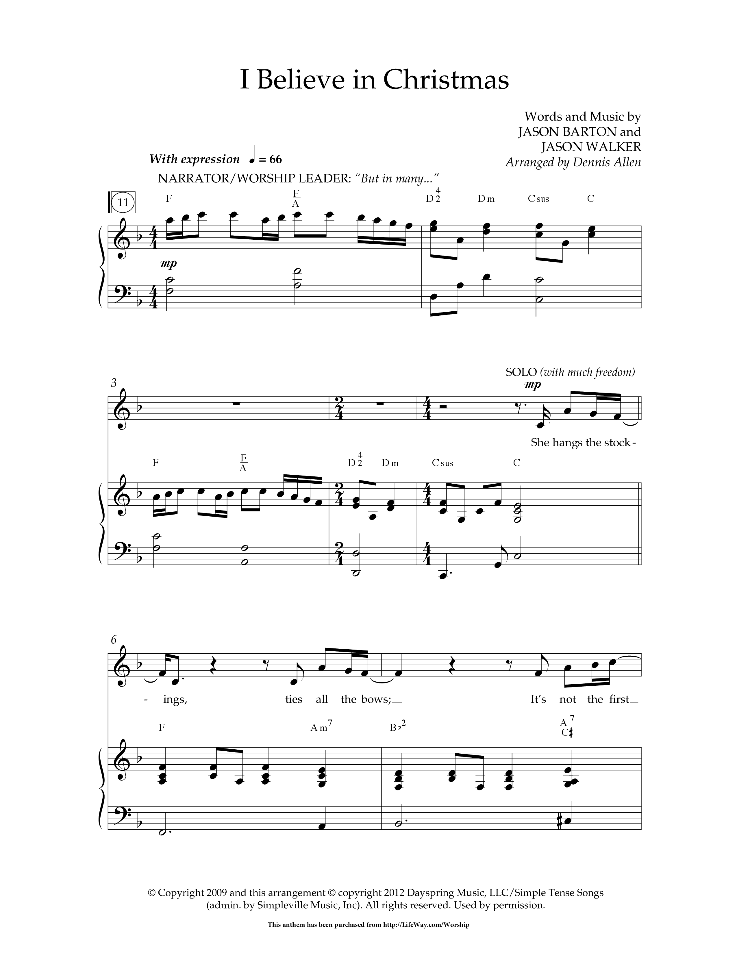 I Believe In Christmas (Choral Anthem SATB) Anthem (SATB/Piano) (Lifeway Choral / Arr. Dennis Allen)