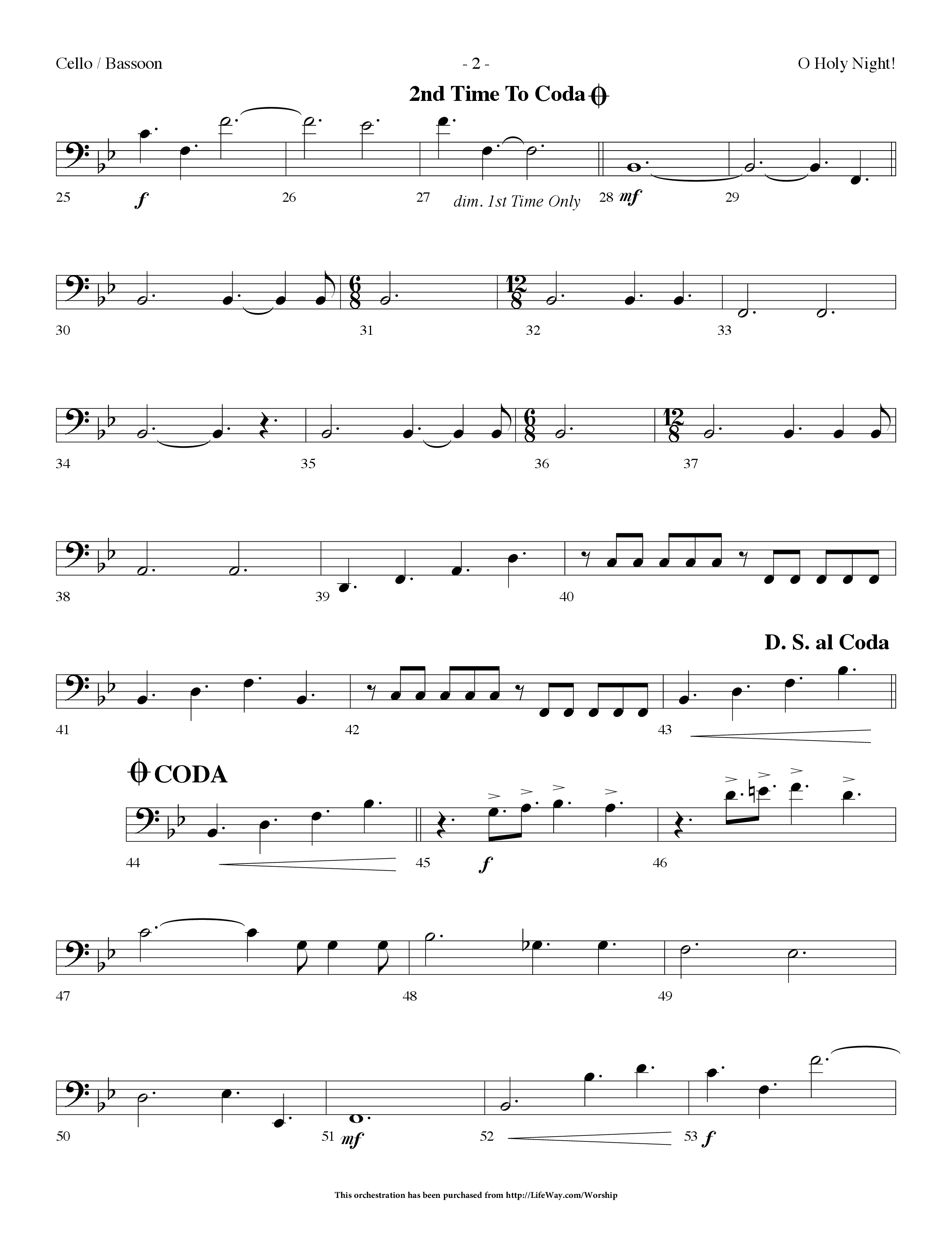 O Holy Night (Choral Anthem SATB) Cello (Lifeway Choral / Arr. Dennis Allen)
