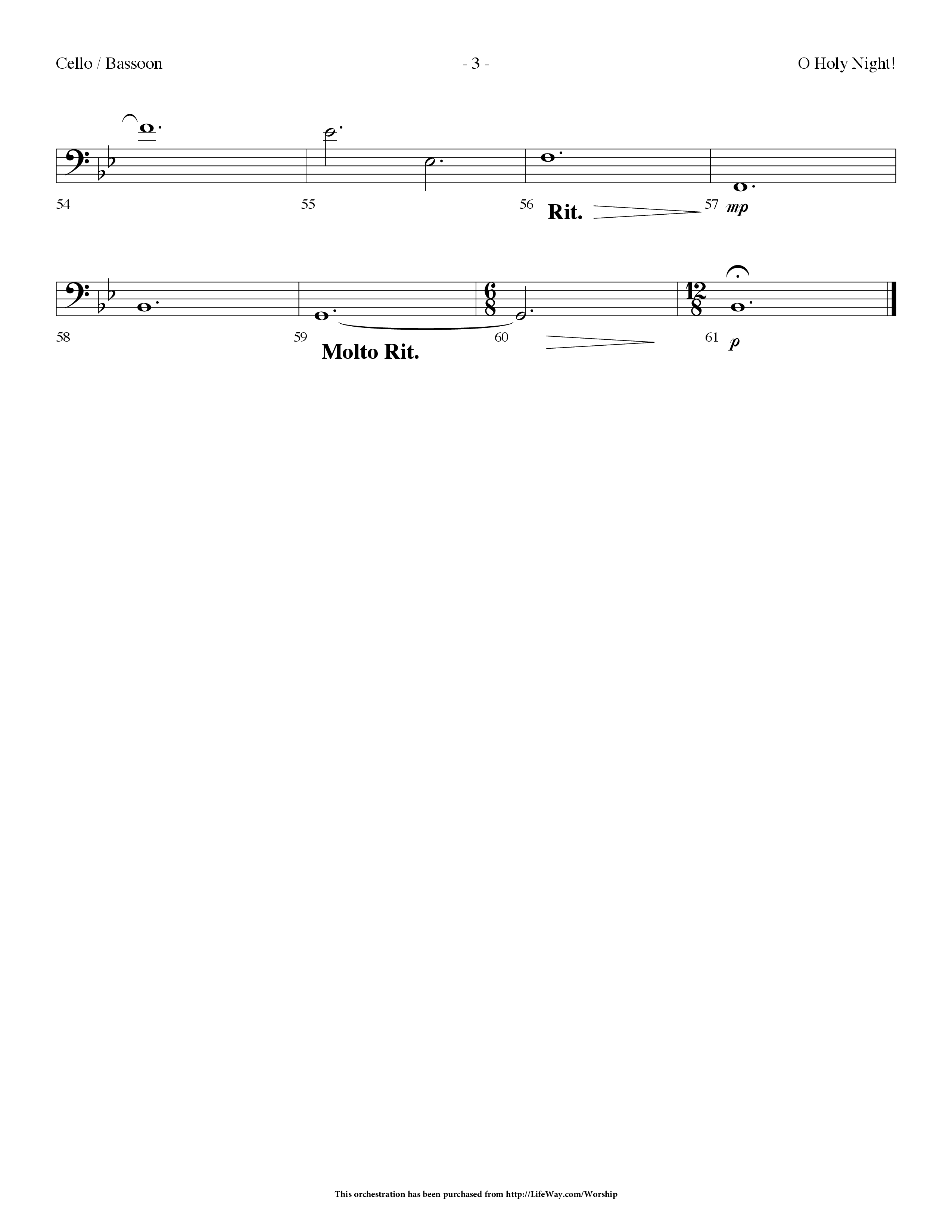 O Holy Night (Choral Anthem SATB) Cello (Lifeway Choral / Arr. Dennis Allen)
