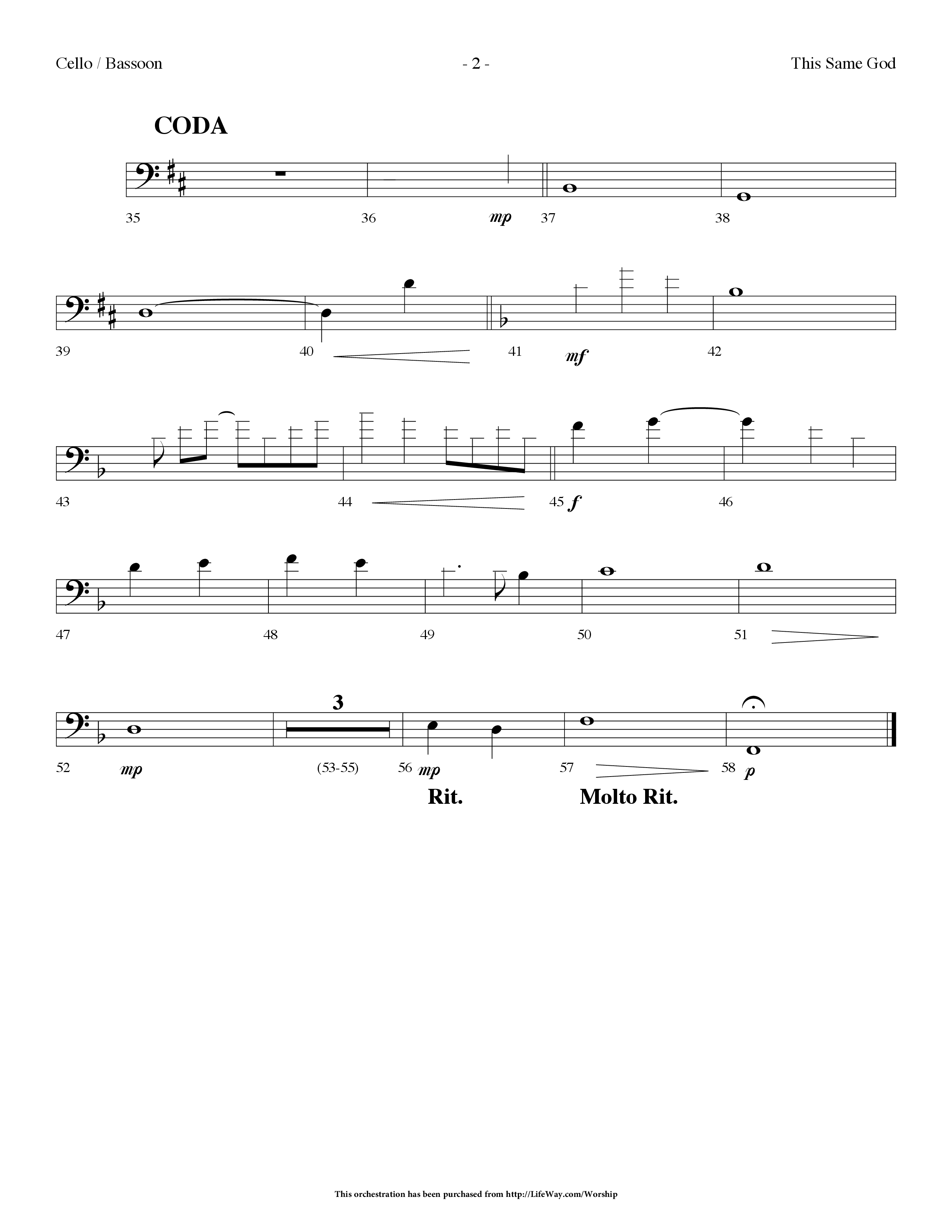 This Same God (Choral Anthem SATB) Cello (Lifeway Choral / Arr. Dennis Allen)