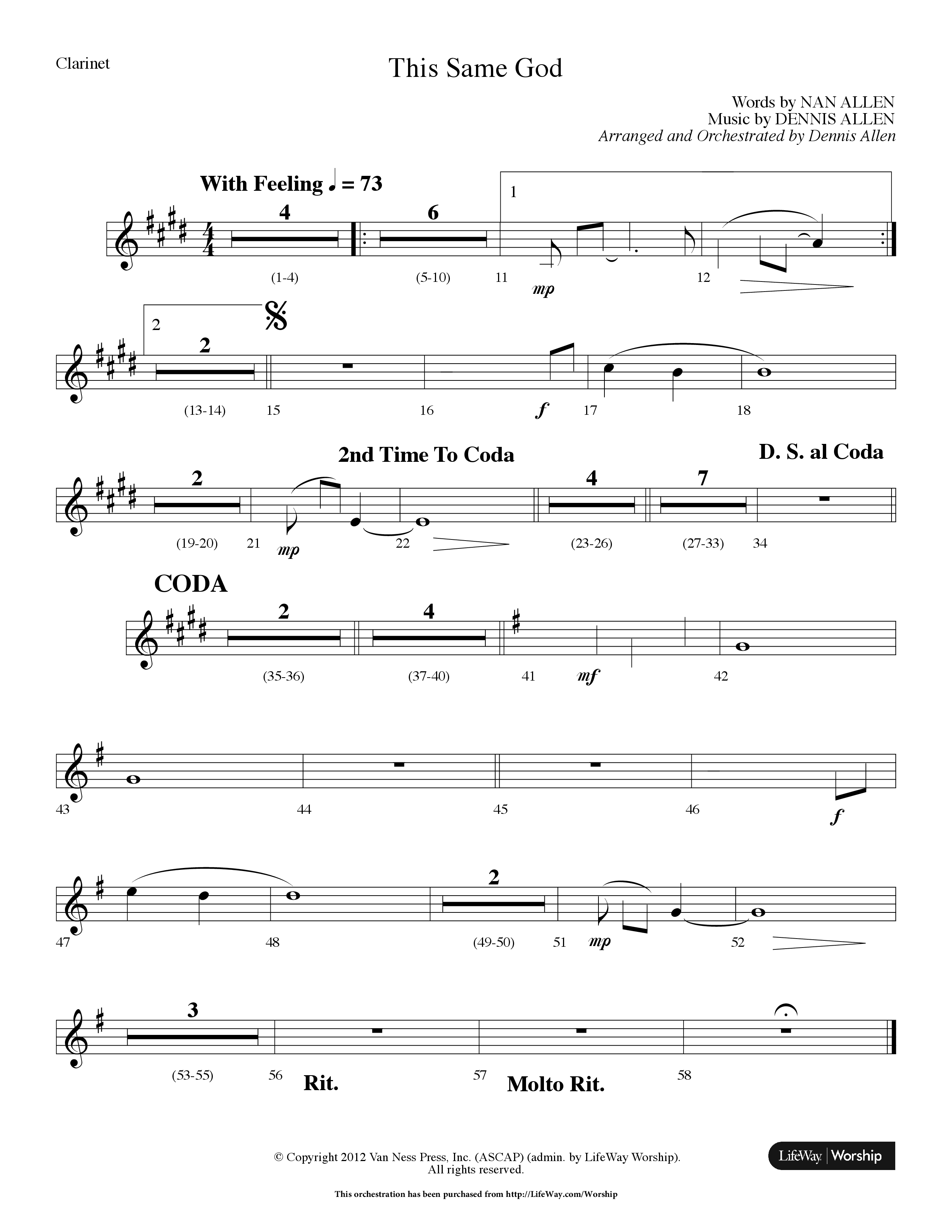 This Same God (Choral Anthem SATB) Clarinet (Lifeway Choral / Arr. Dennis Allen)