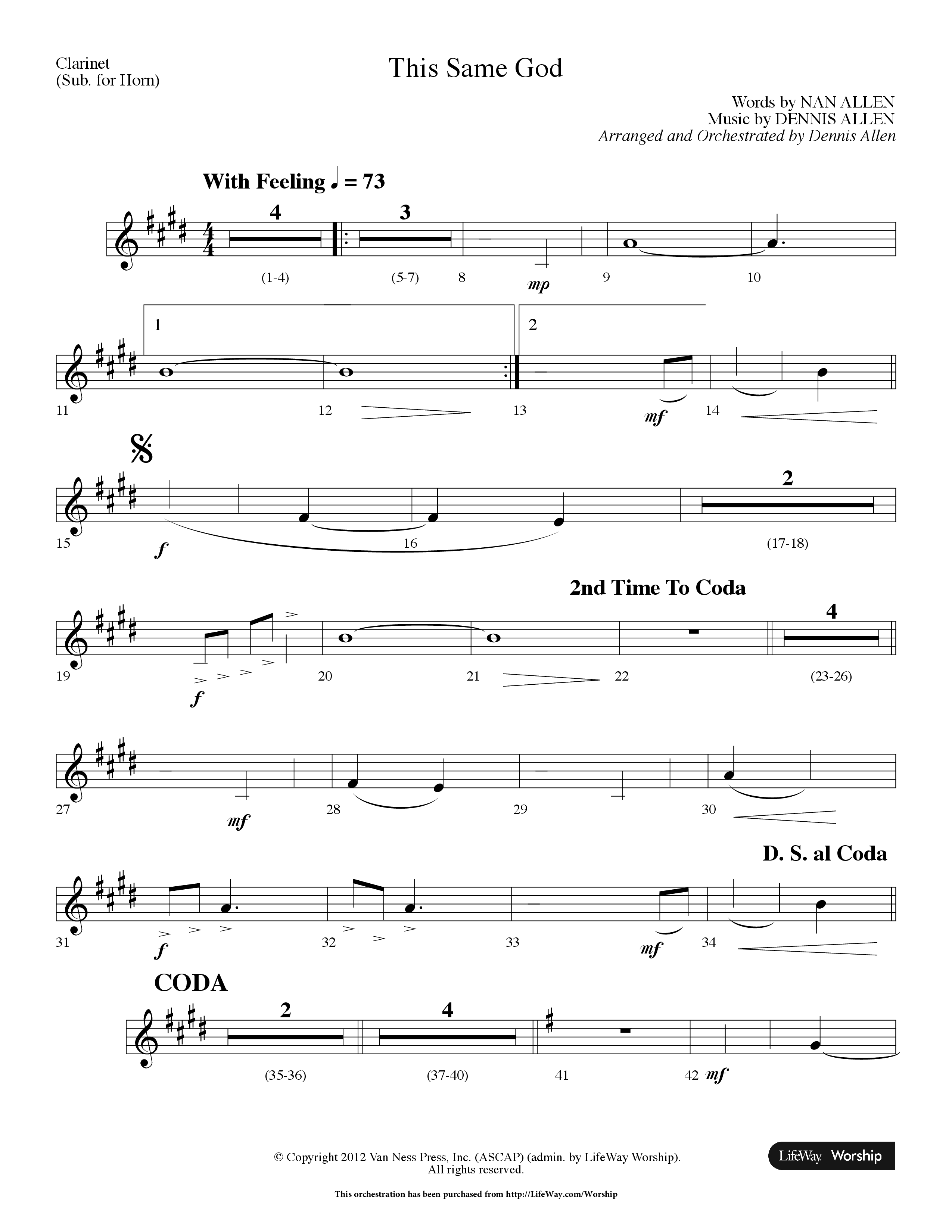 This Same God (Choral Anthem SATB) Clarinet (Lifeway Choral / Arr. Dennis Allen)