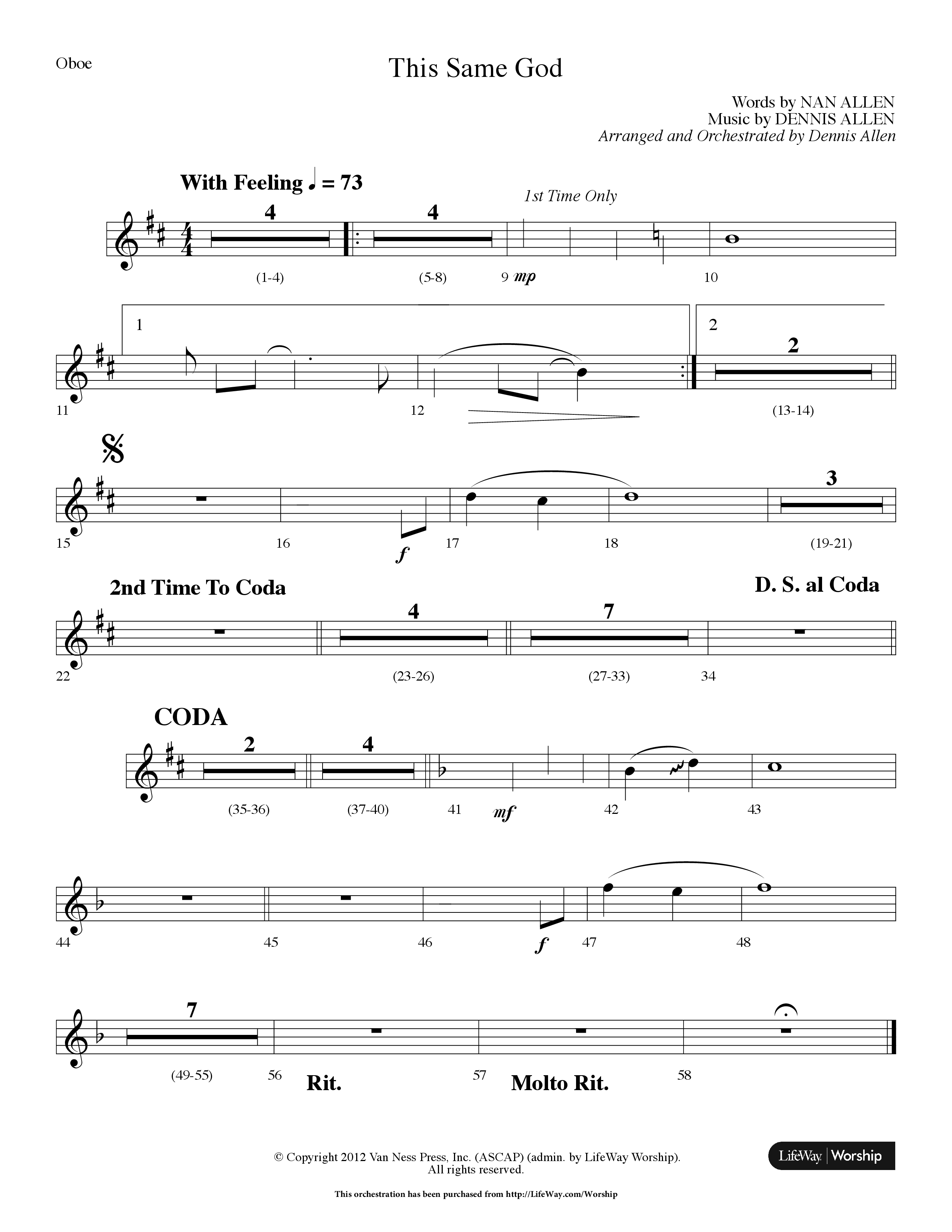 This Same God (Choral Anthem SATB) Oboe (Lifeway Choral / Arr. Dennis Allen)