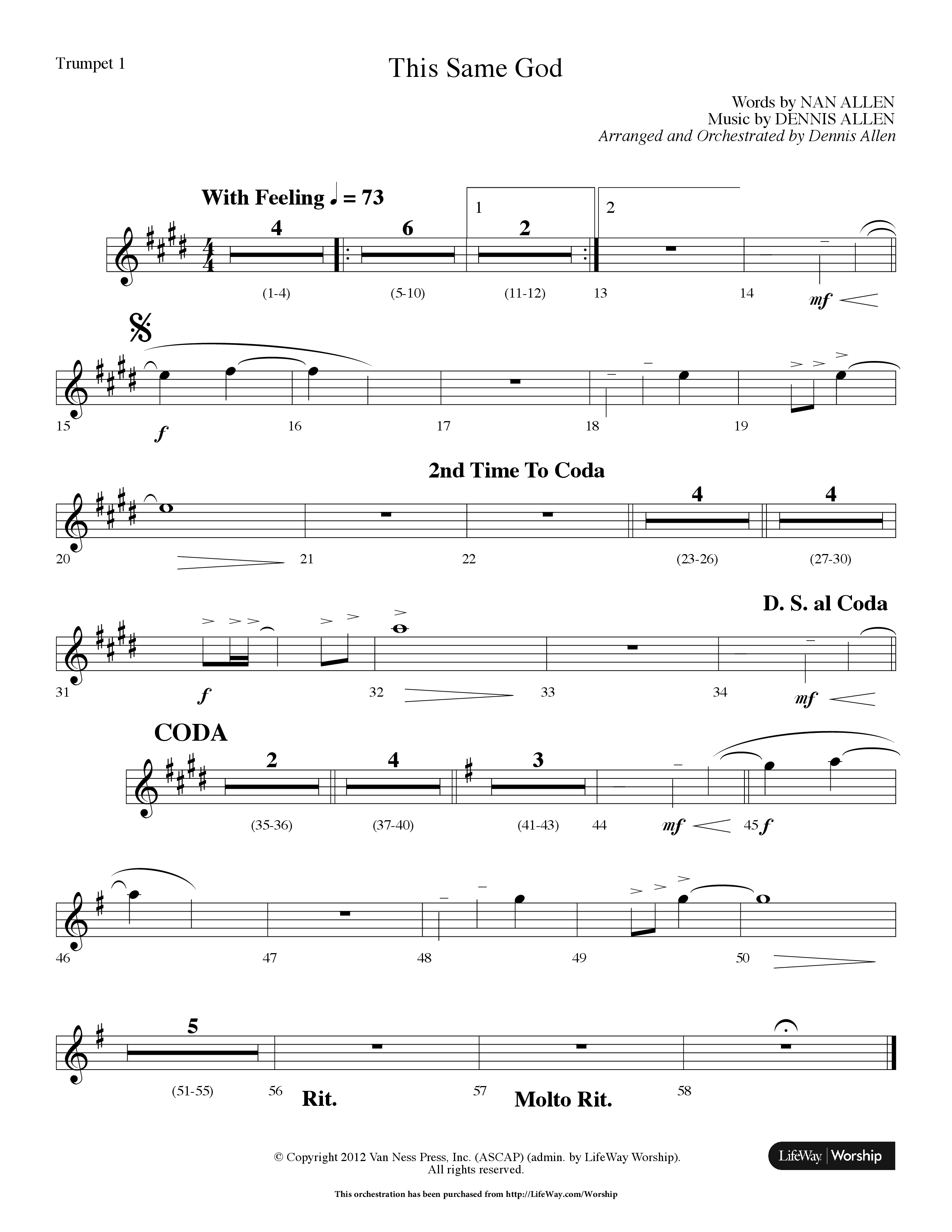 This Same God (Choral Anthem SATB) Trumpet 1 (Lifeway Choral / Arr. Dennis Allen)