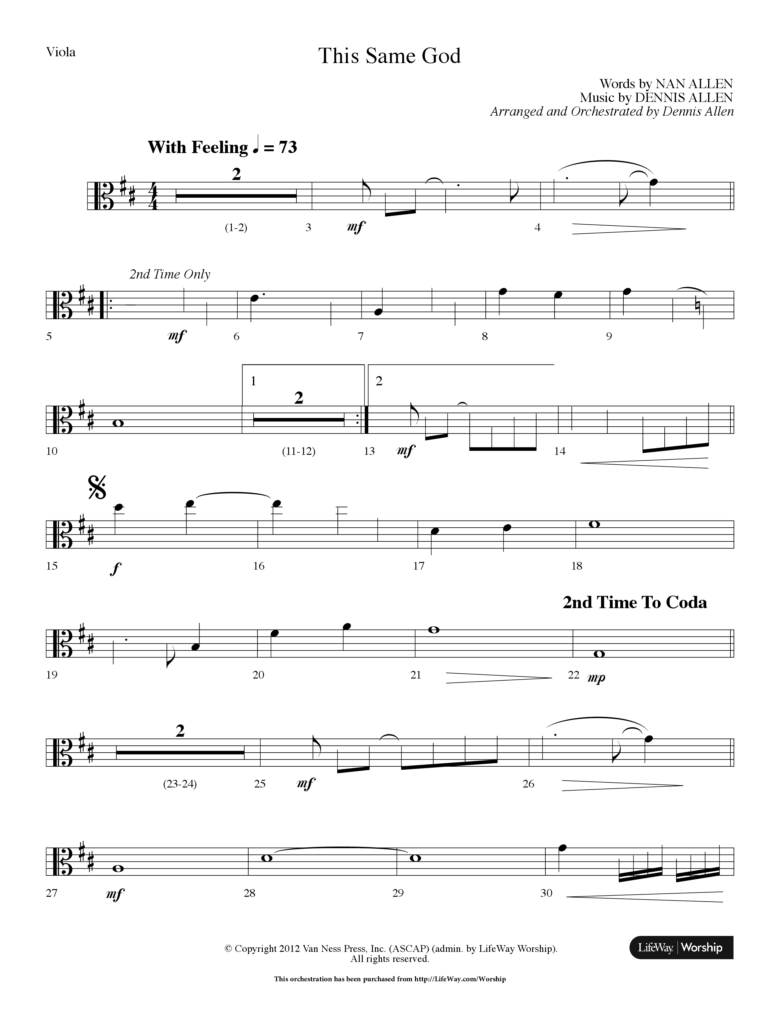 This Same God (Choral Anthem SATB) Viola (Lifeway Choral / Arr. Dennis Allen)