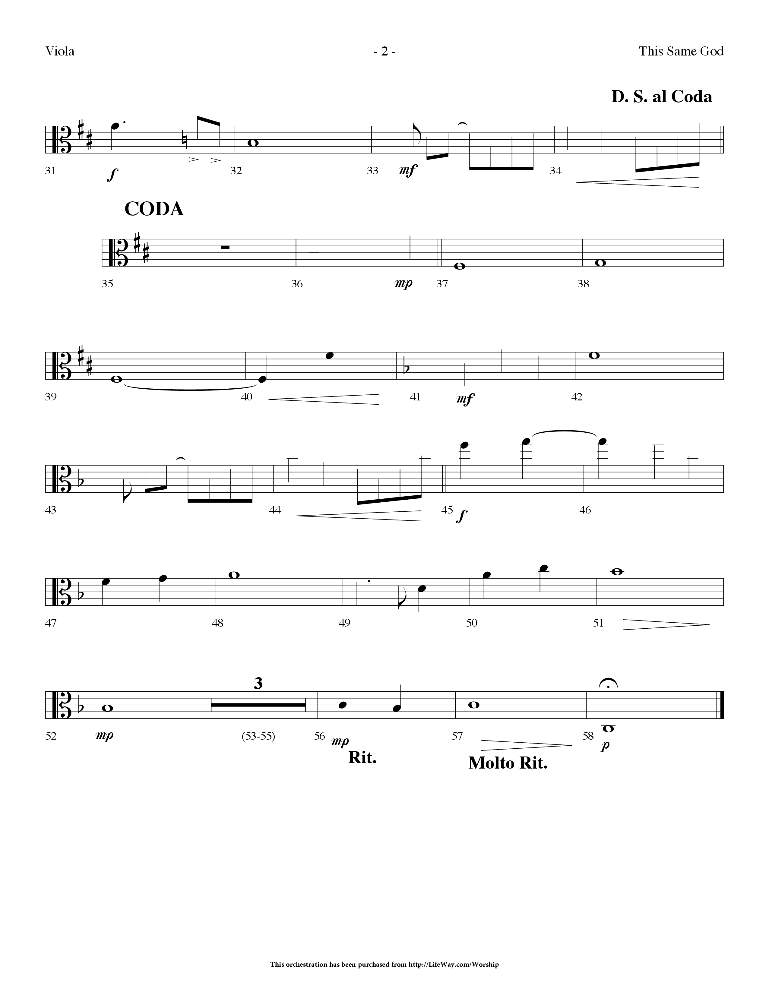 This Same God (Choral Anthem SATB) Viola (Lifeway Choral / Arr. Dennis Allen)