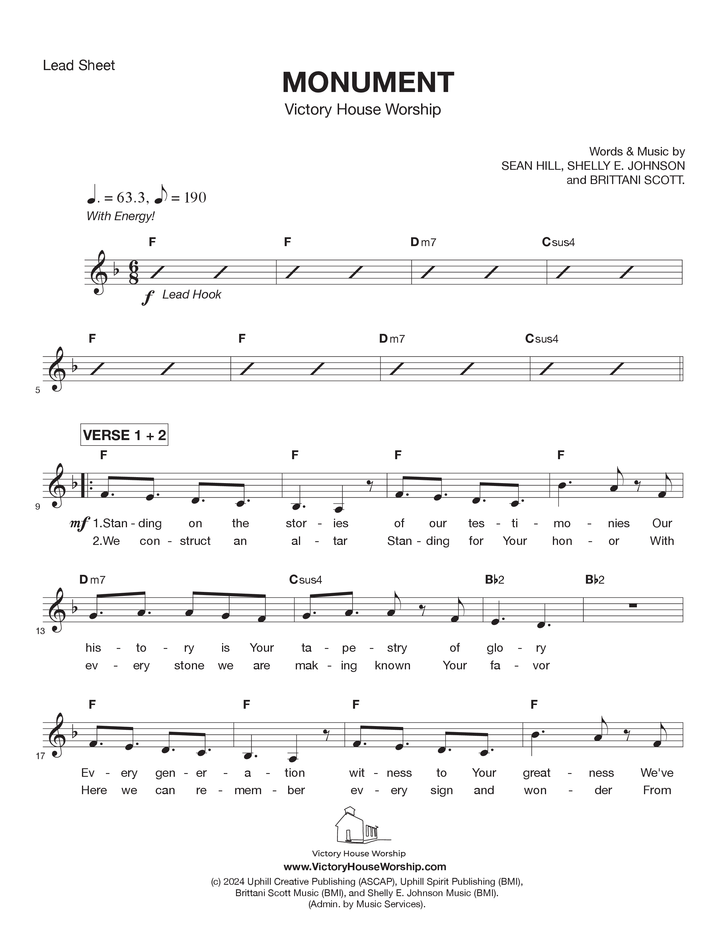 Monument Lead Sheet Melody (Victory House Worship)