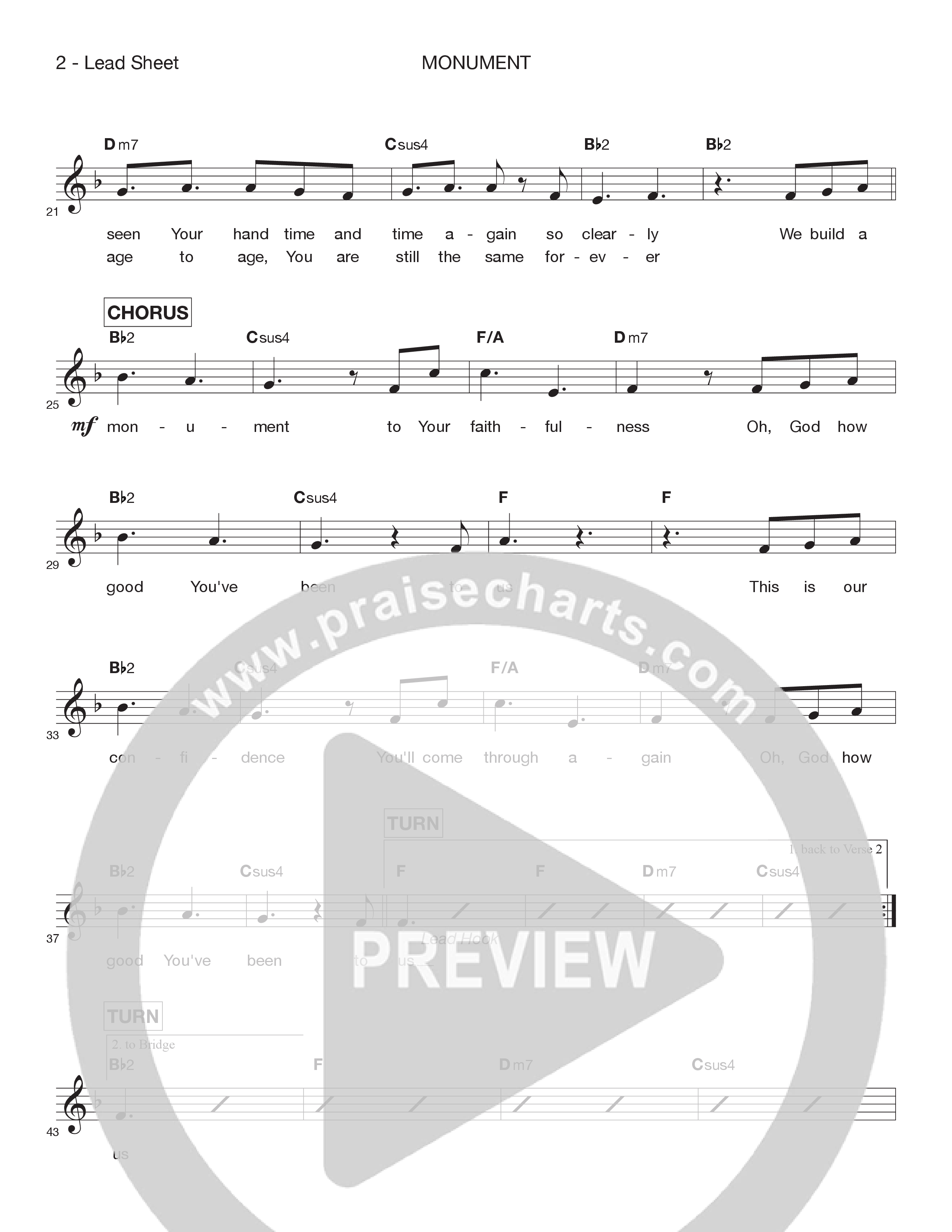 Monument Lead Sheet Melody (Victory House Worship)