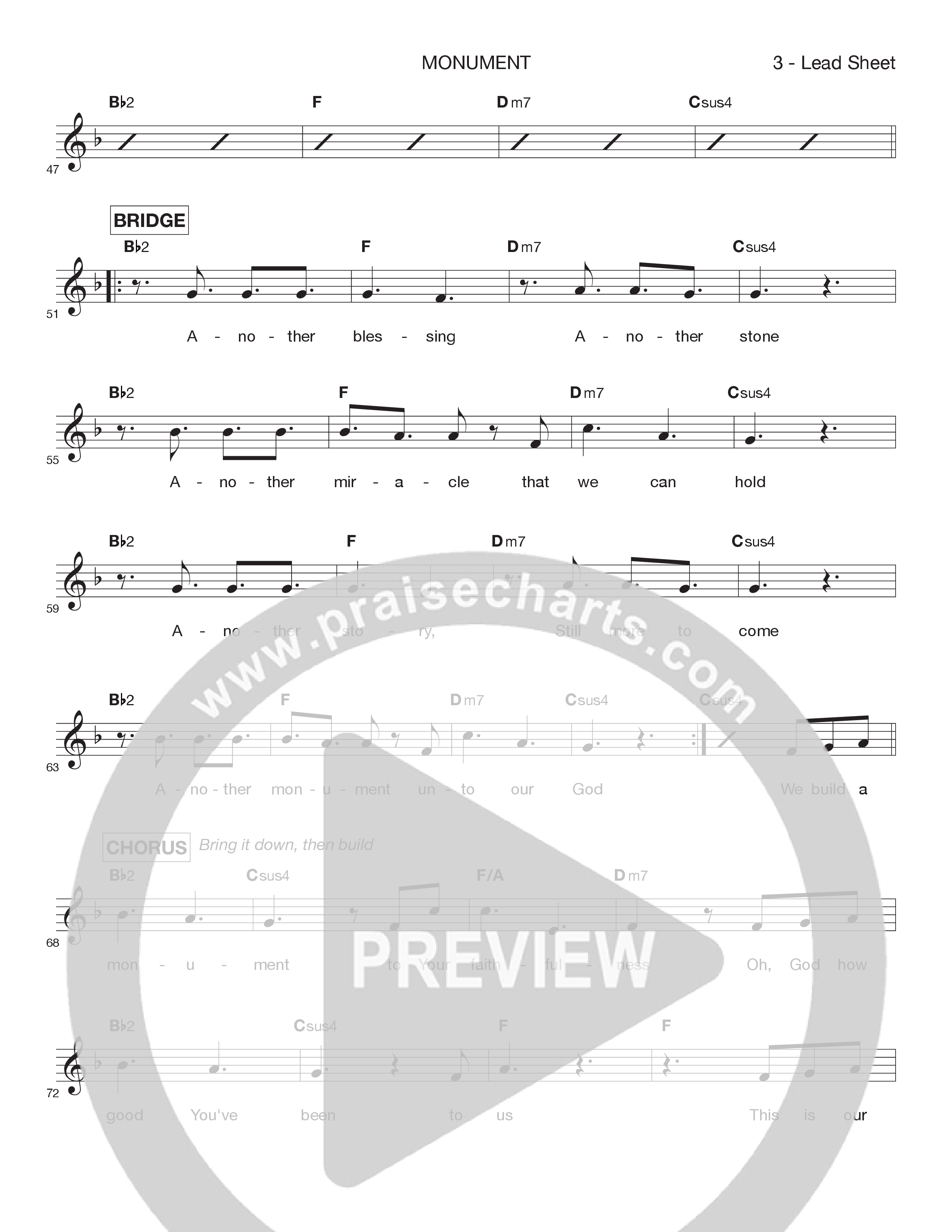 Monument Lead Sheet Melody (Victory House Worship)