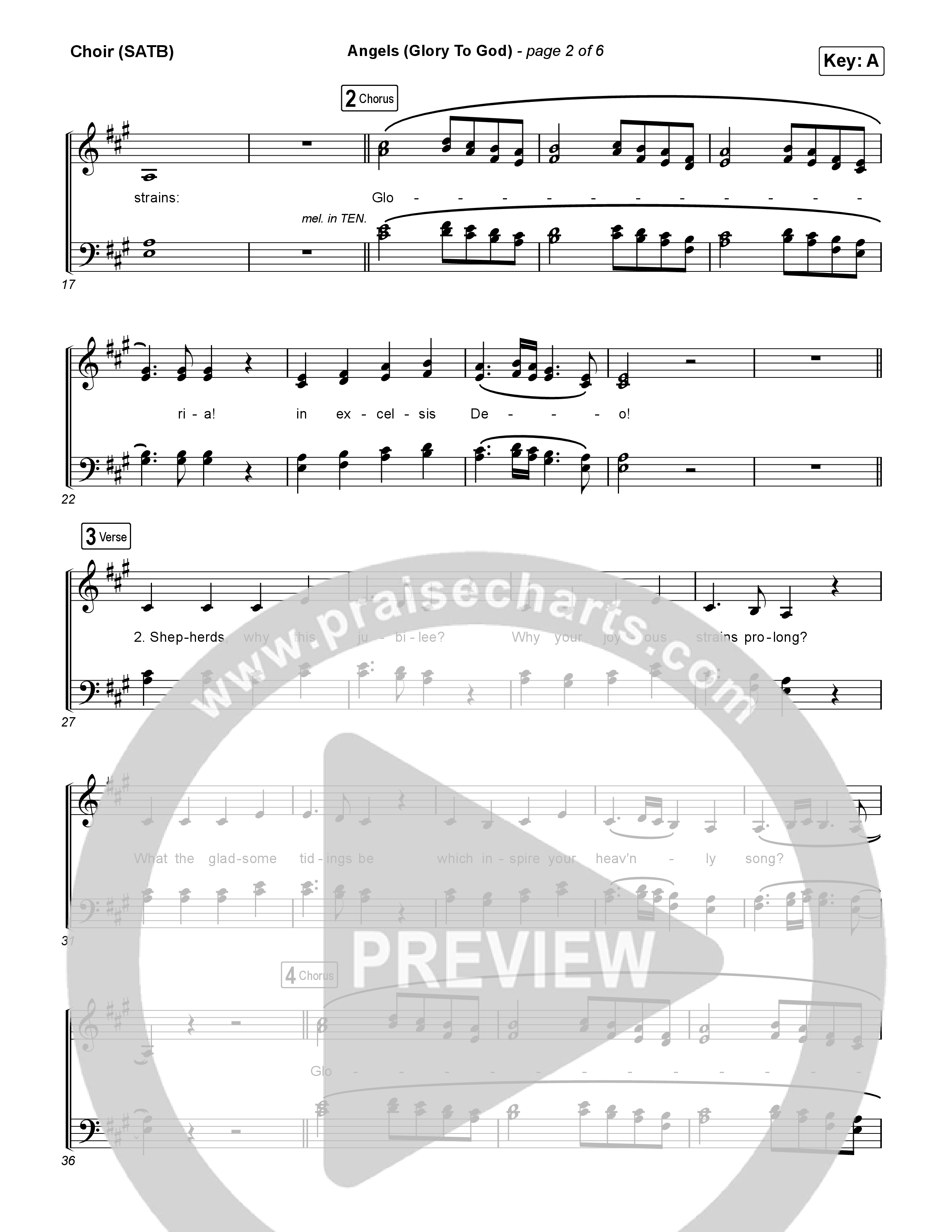 Angels (Glory To God) Choir Sheet (SATB) (Phil Wickham)