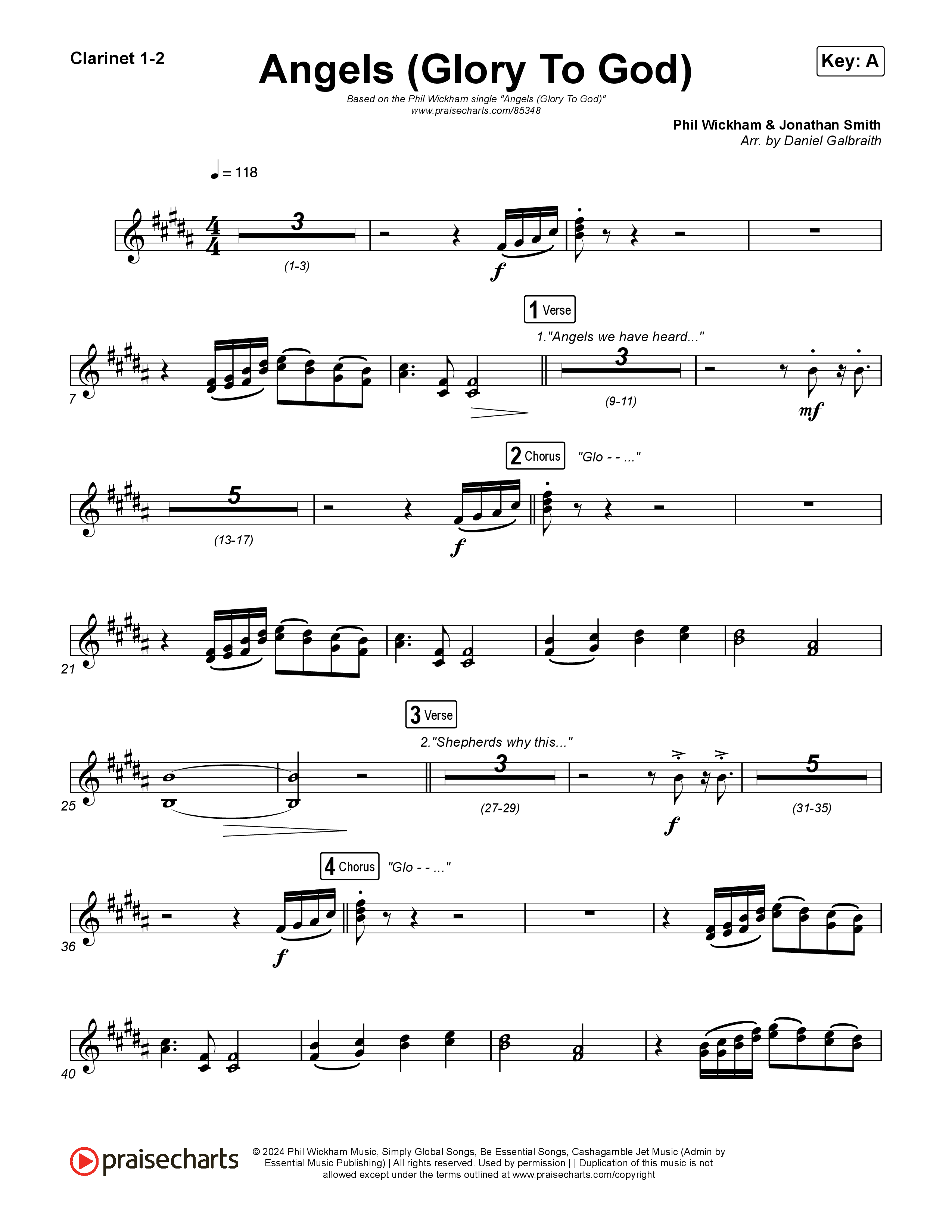 Angels (Glory To God) Clarinet 1,2 (Phil Wickham)